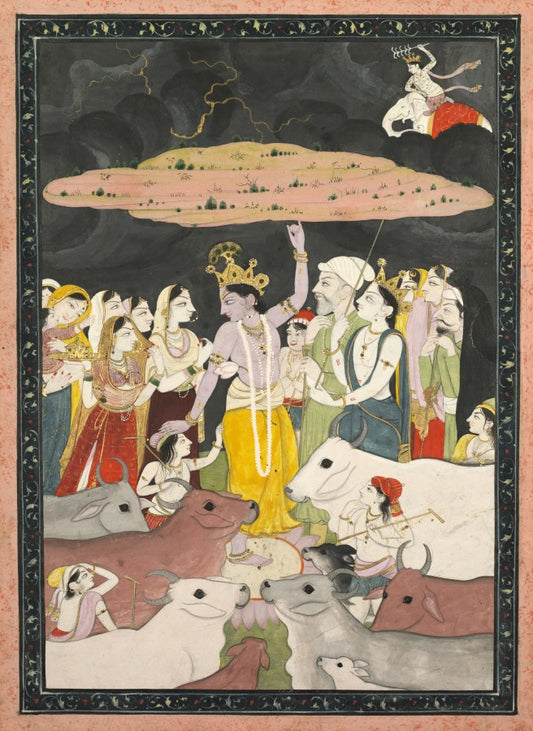 Krishna Lifting Govardhan Parvat Art