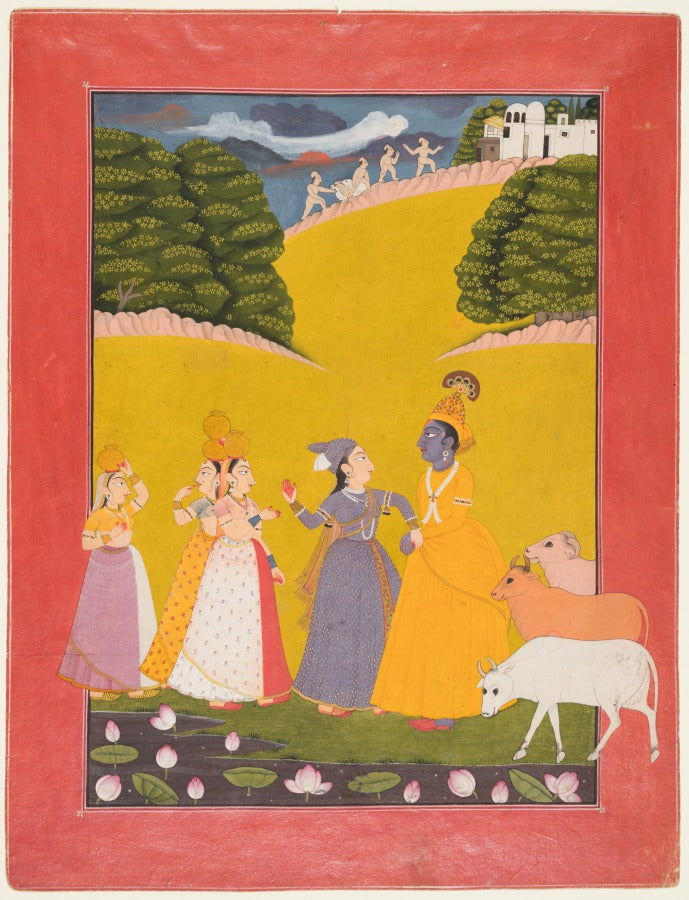 Krishna with Gopis in a Lotus Pond