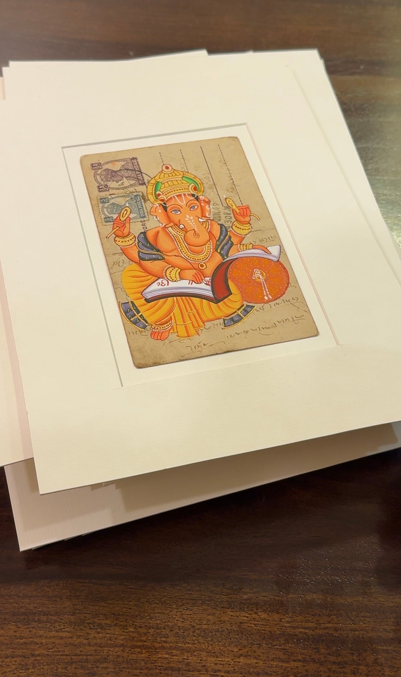 Ganesha Reading Lekha Jokha On Diwali Ganesha Postcard - Nakhrro