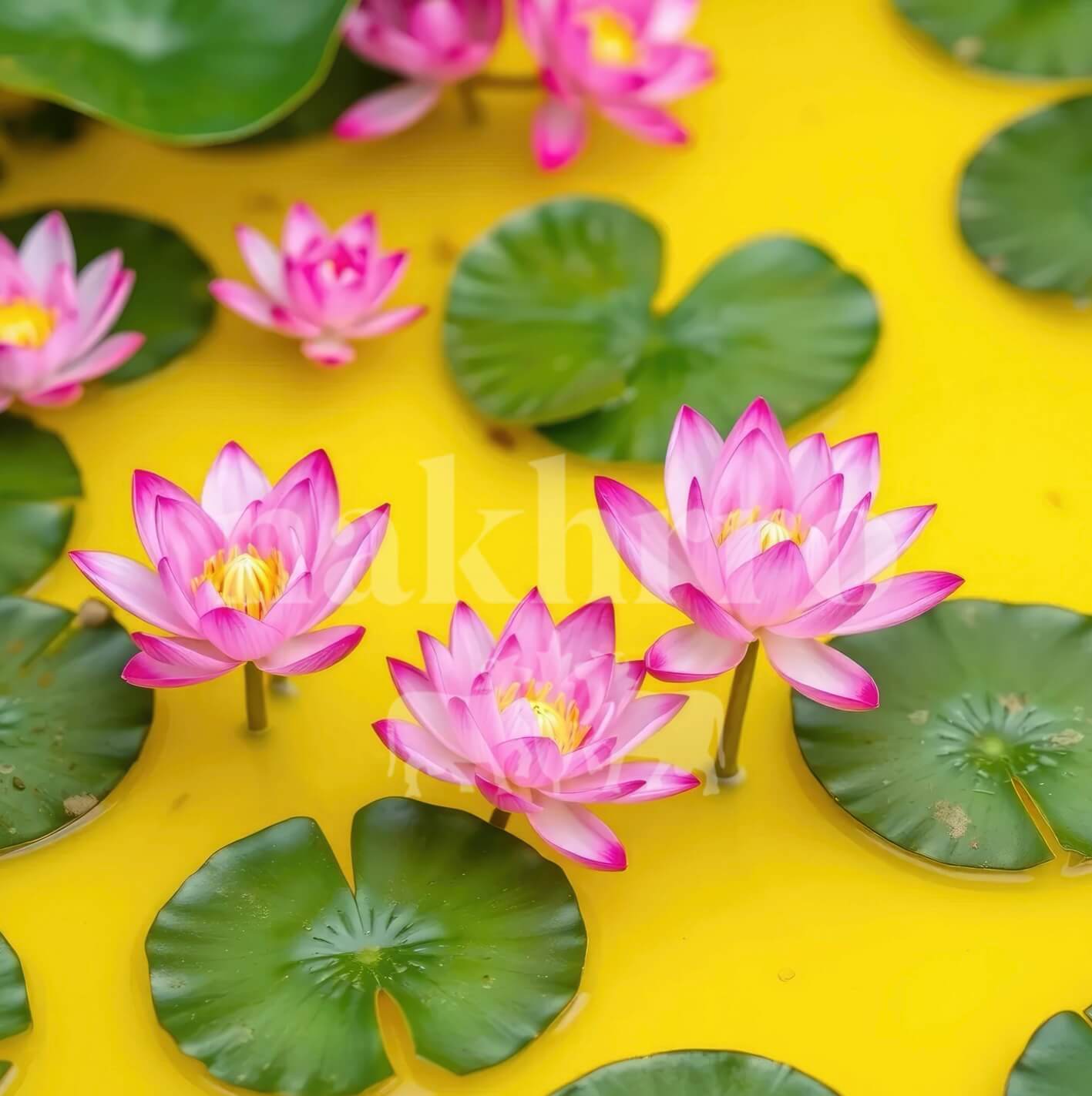Yellow Pink Laxmi Ji Lotus Vastu Wall Art