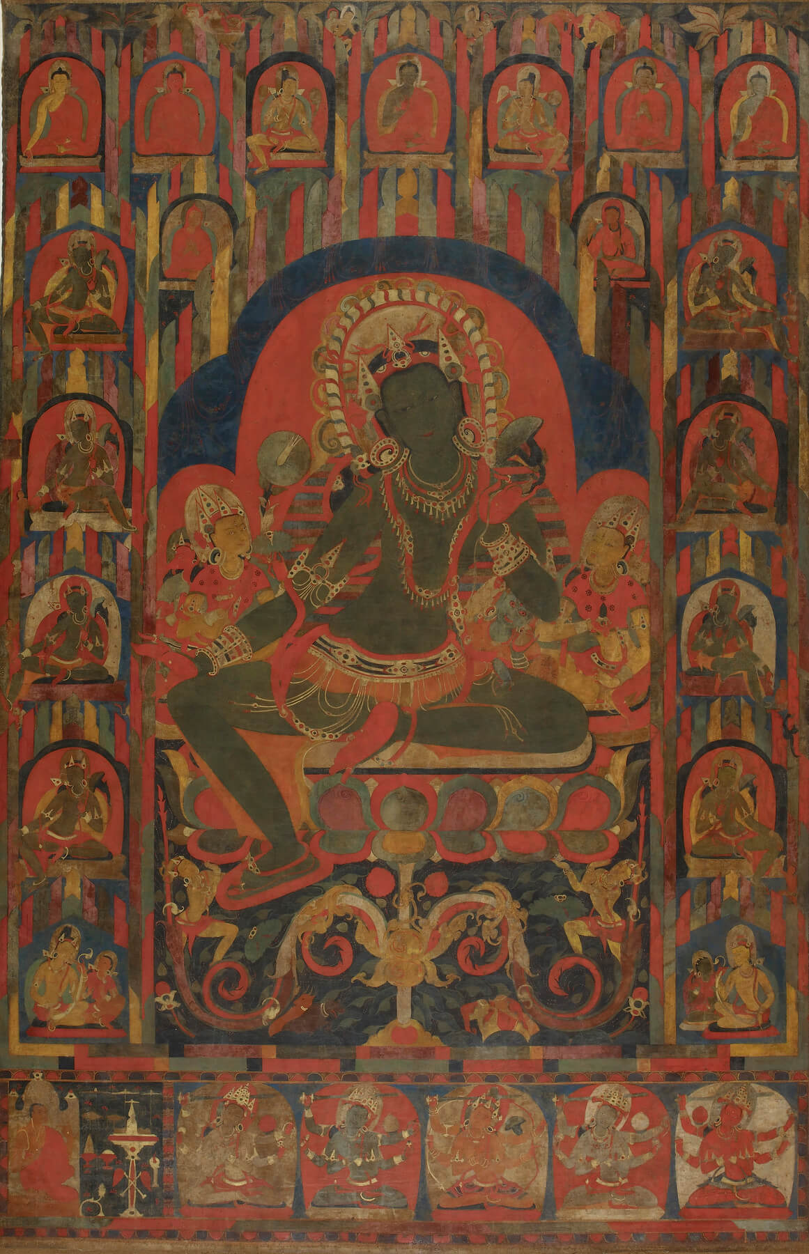 Buddhist Thangka Painting Red Deity Wall Art - Nakhrro
