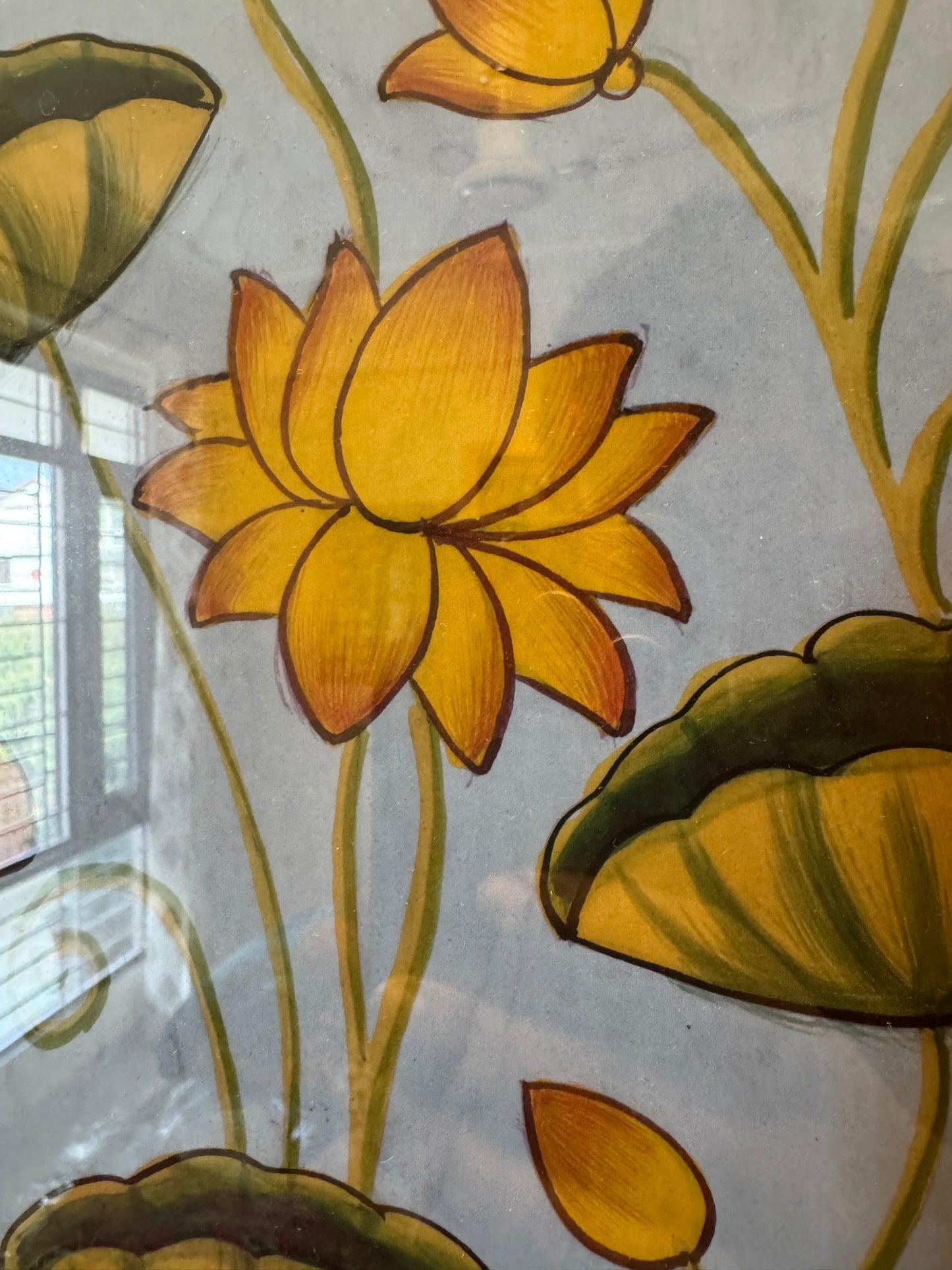 Framed Krishna On Blue Lotus Pond