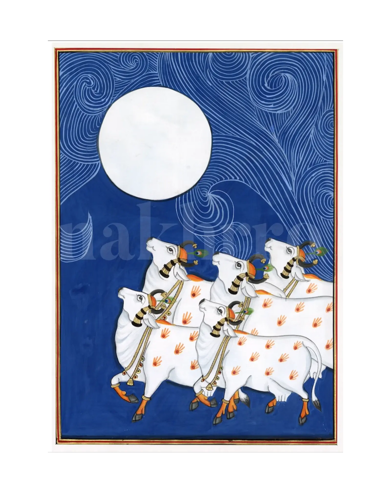 Full Moon Blue Gopasthami Night Pichwai