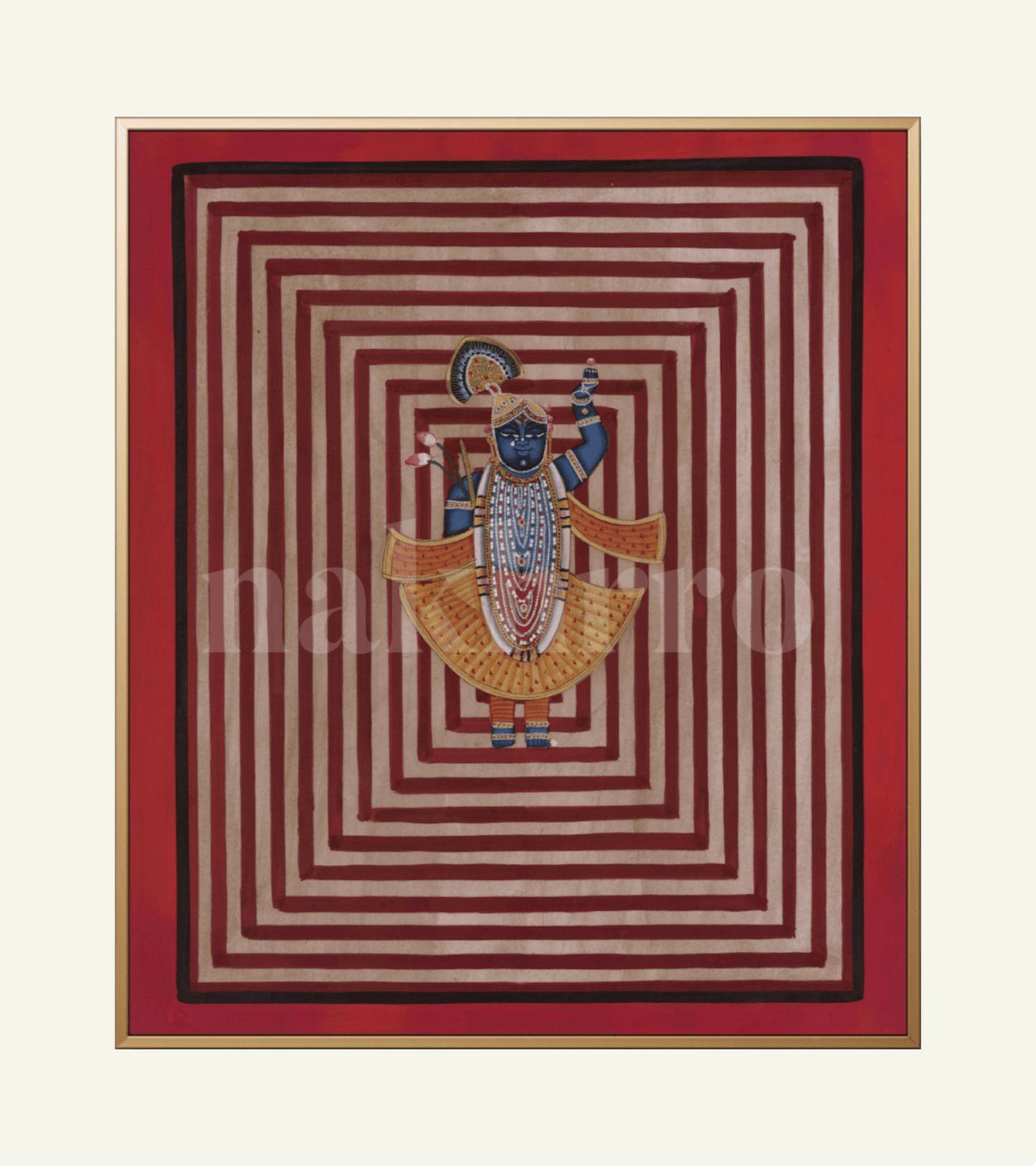 Deep Red Lotus Grid – Contemporary Pichwai Wall Art (Museum-Grade)