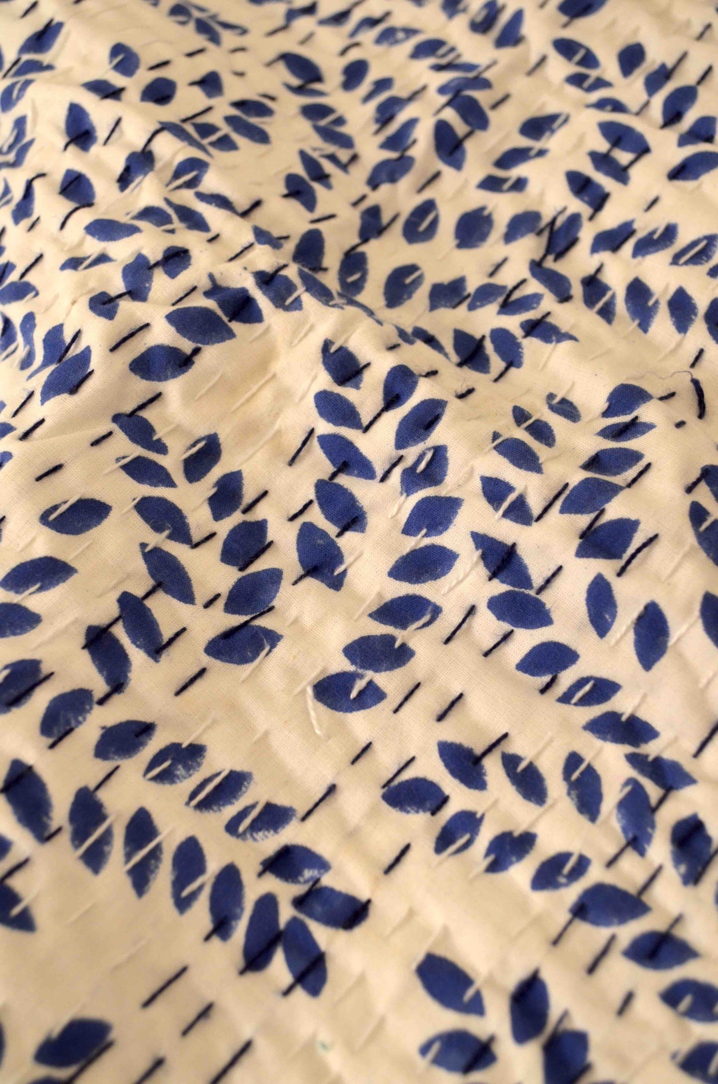 Blue Floral Single Bed Queen Hand Embroidered Dohar - Nakhrro