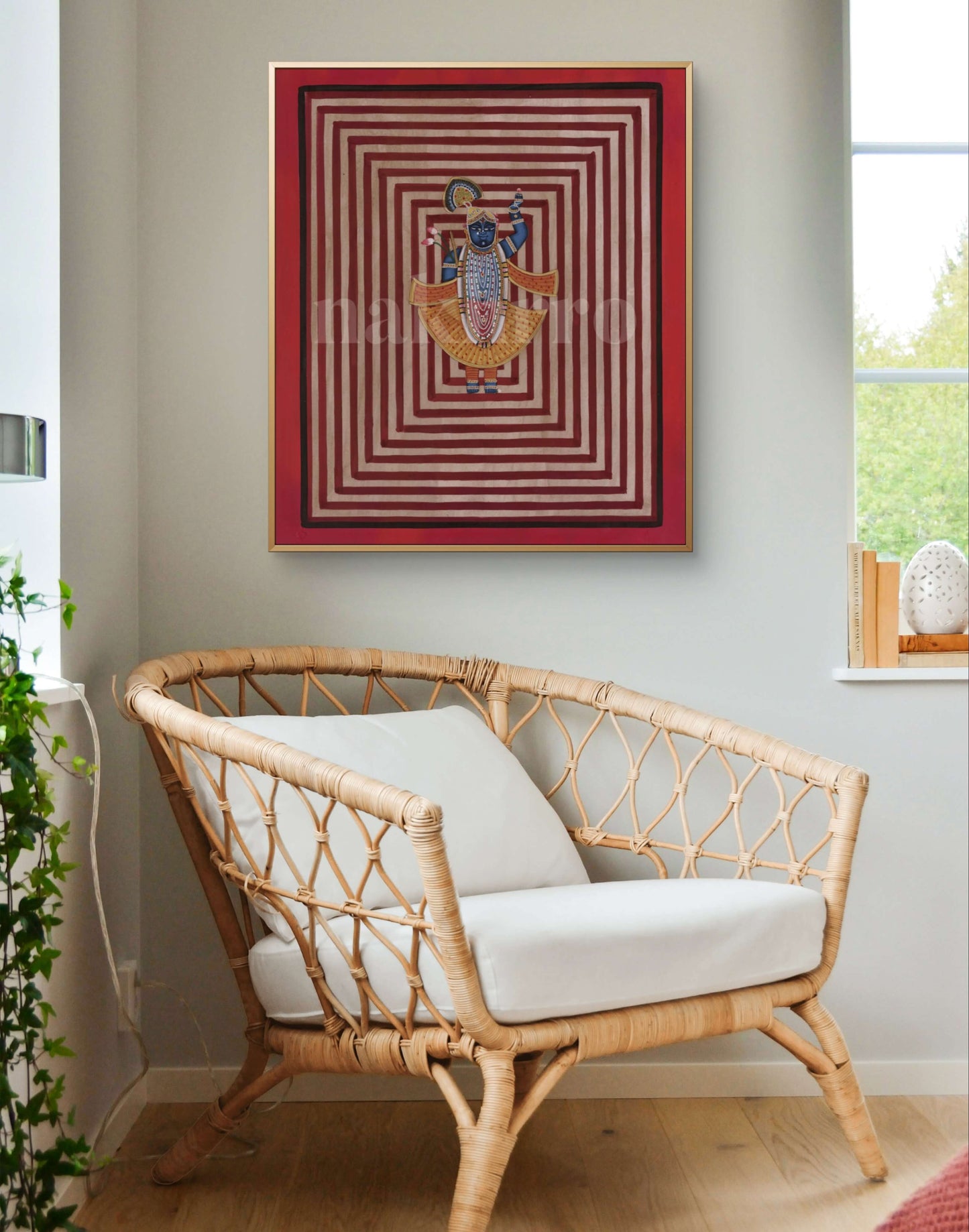 Deep Red Lotus Grid – Contemporary Pichwai Wall Art (Museum-Grade)