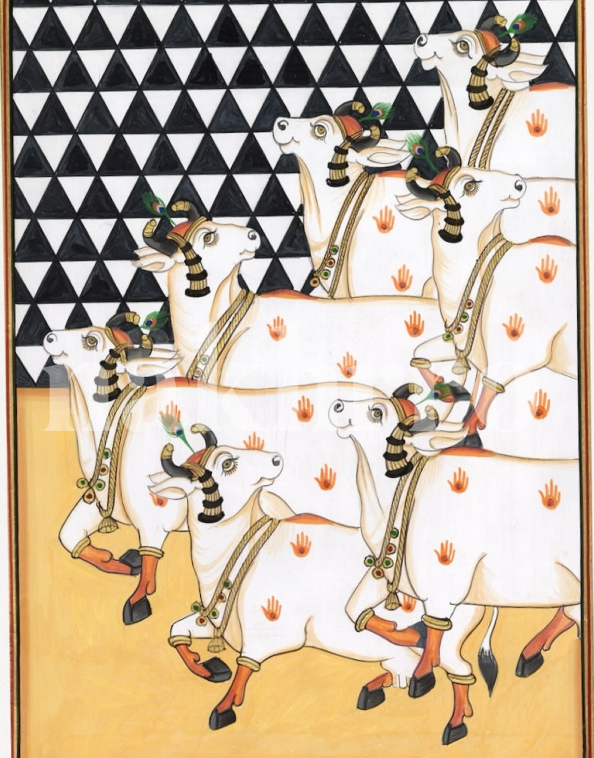 Geometric Cows — artwork reference for hand-painted original