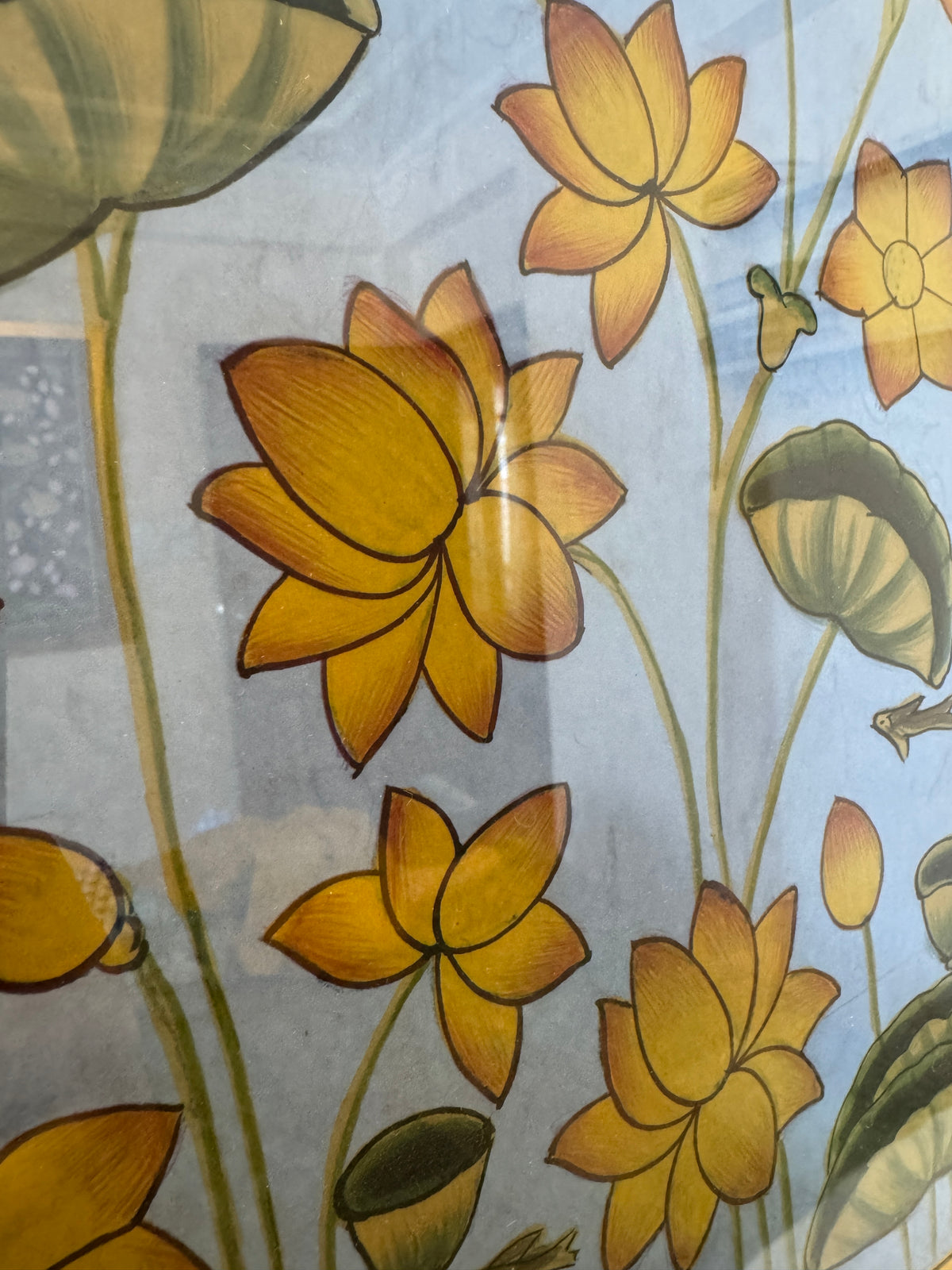 Framed Krishna On Blue Lotus Pond - Nakhrro