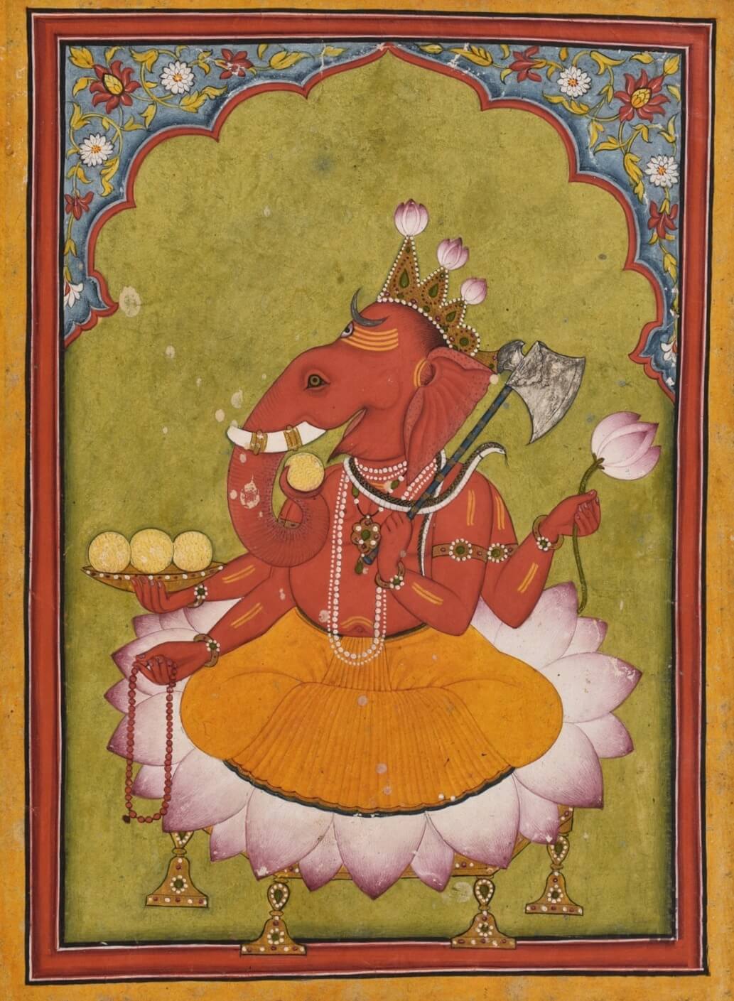 Rakta Ganapati on Lotus - Nakhrro