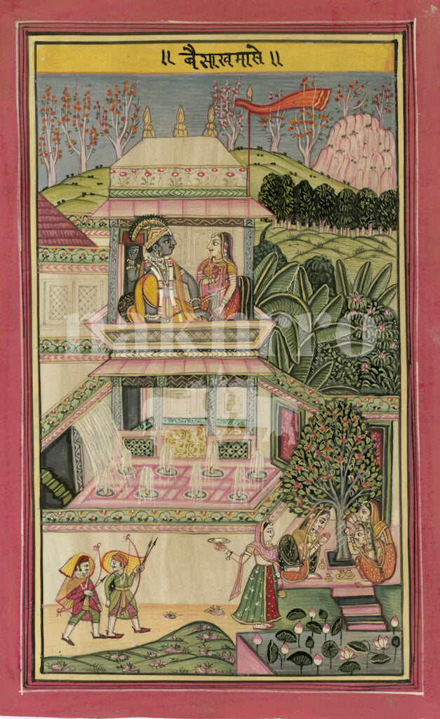 Barahmaas Vaishakh Month Museum-Grade Print | Summer Krishna Miniature Art
