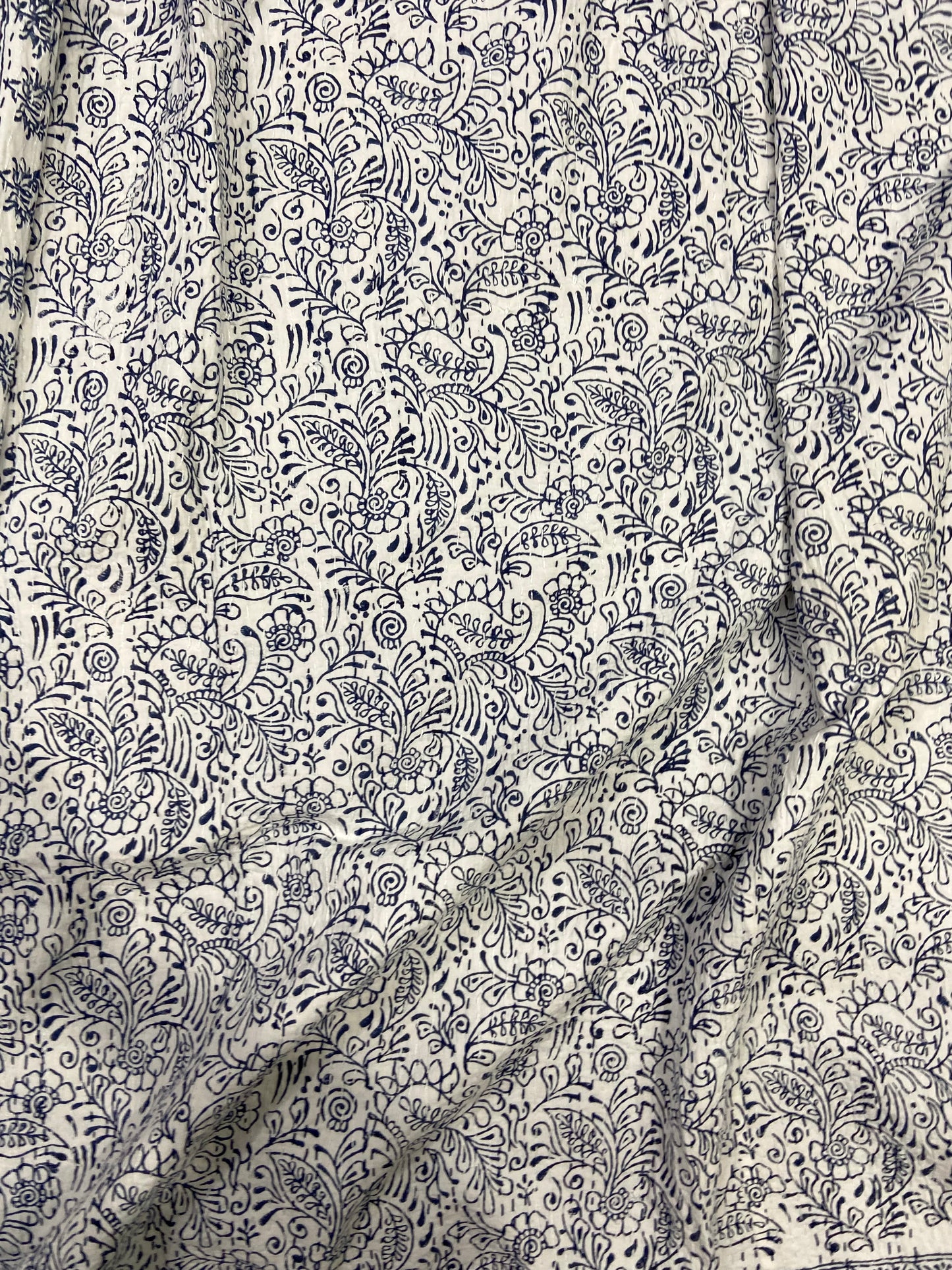 Indigo Floral Single Bed Queen Hand Embroidered Dohar - Nakhrro
