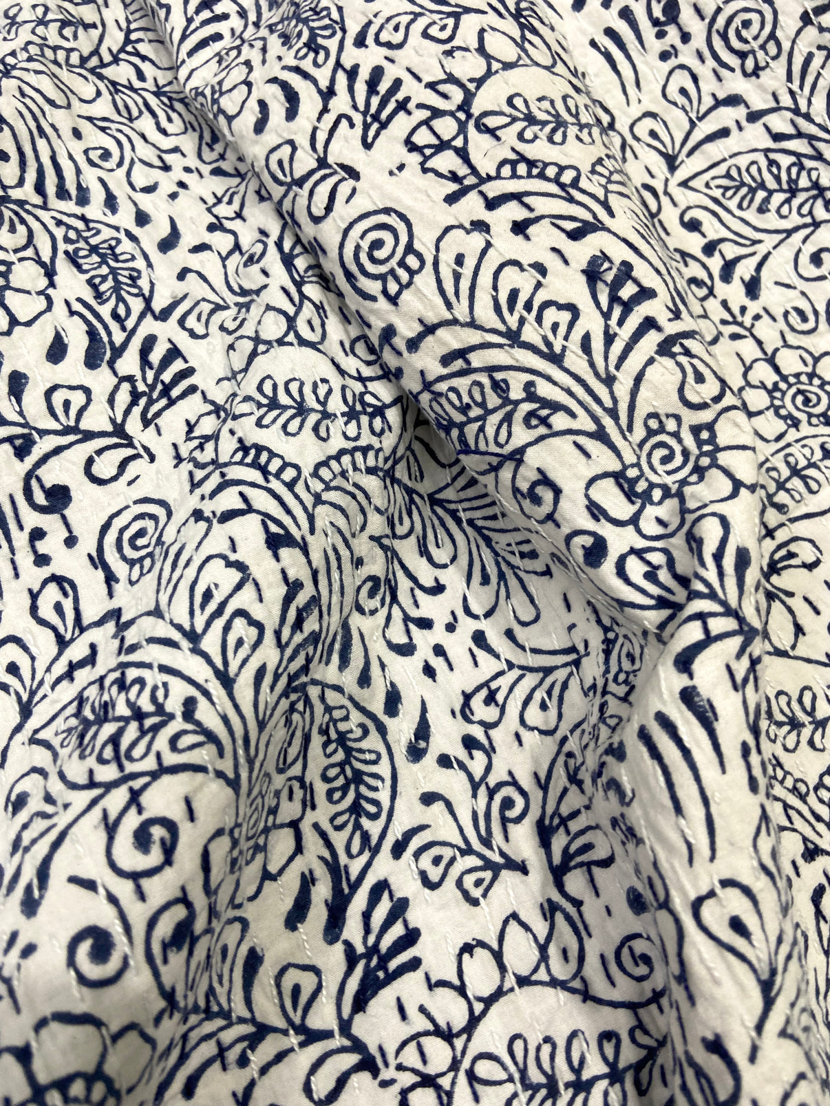 Indigo Floral Single Bed Queen Hand Embroidered Dohar - Nakhrro