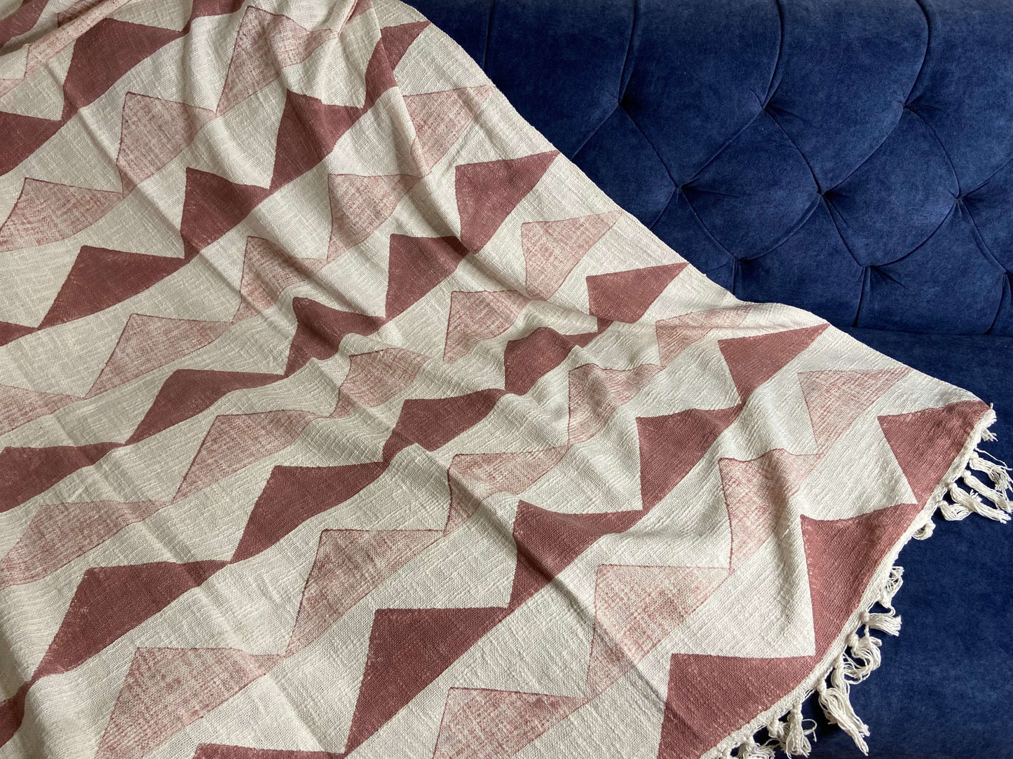 Traingle Block Printed Mud Throw - Nakhrro