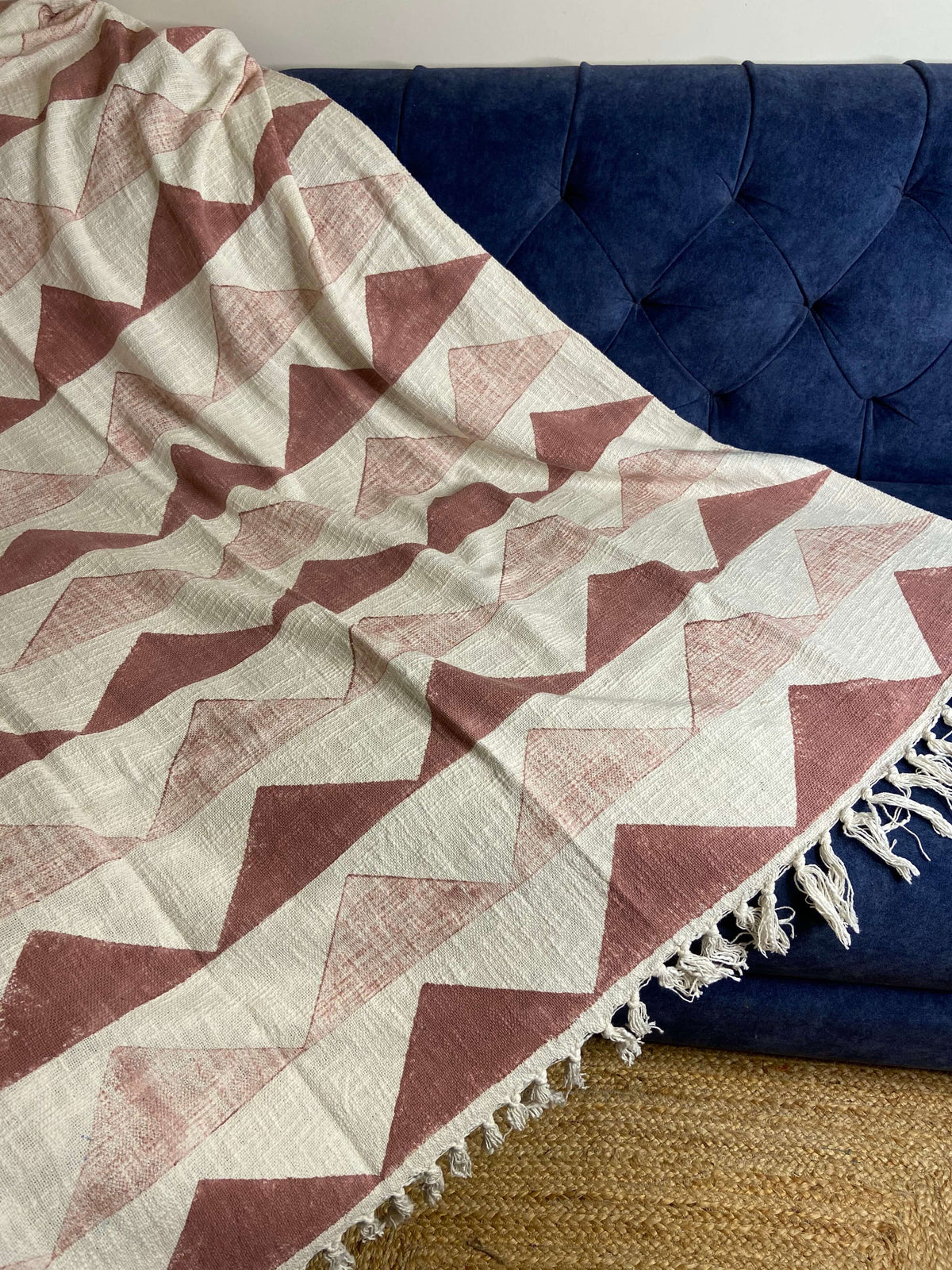 Traingle Block Printed Mud Throw - Nakhrro