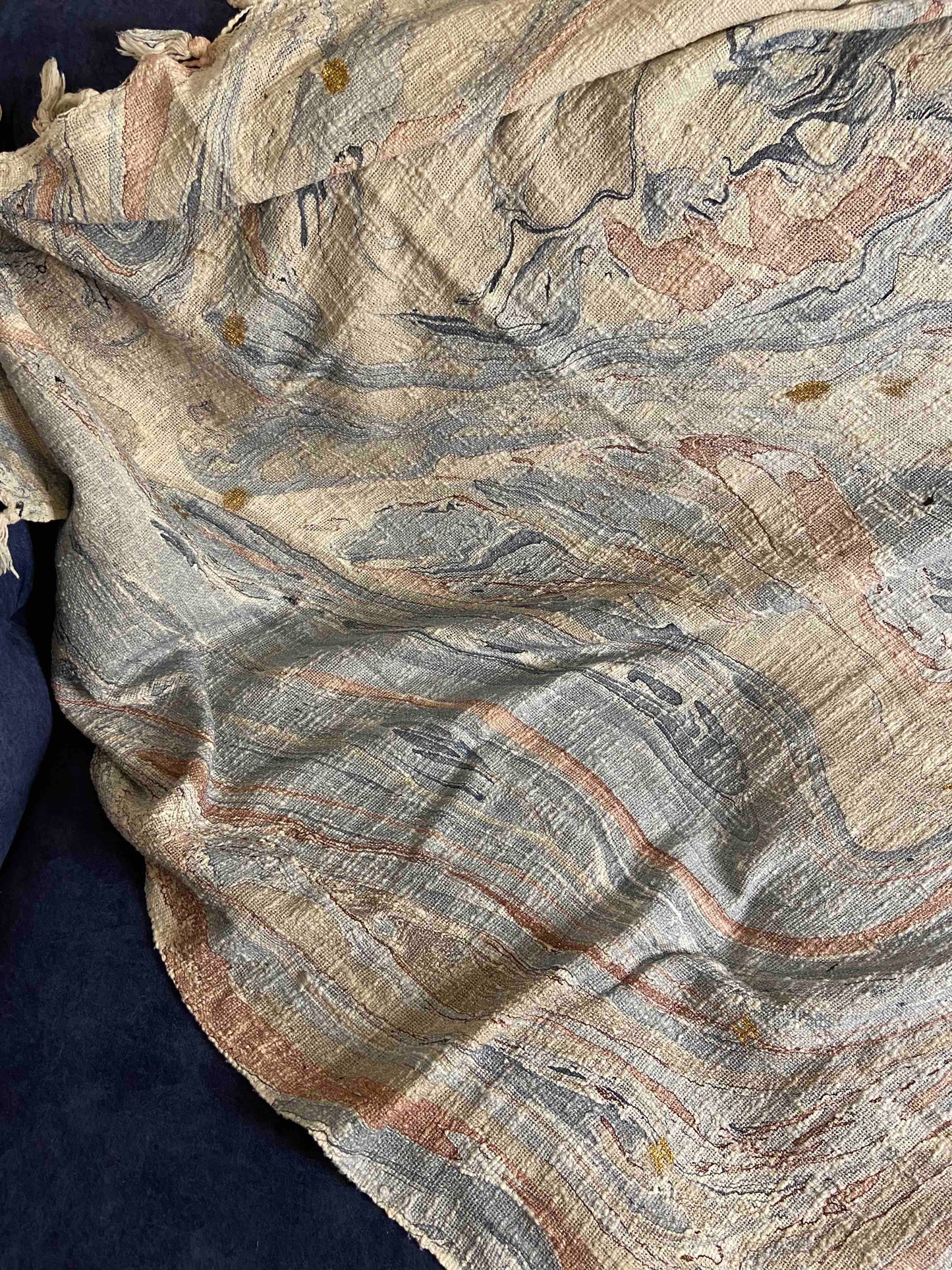 Marble Print Blue Shades Mud Throw - Nakhrro