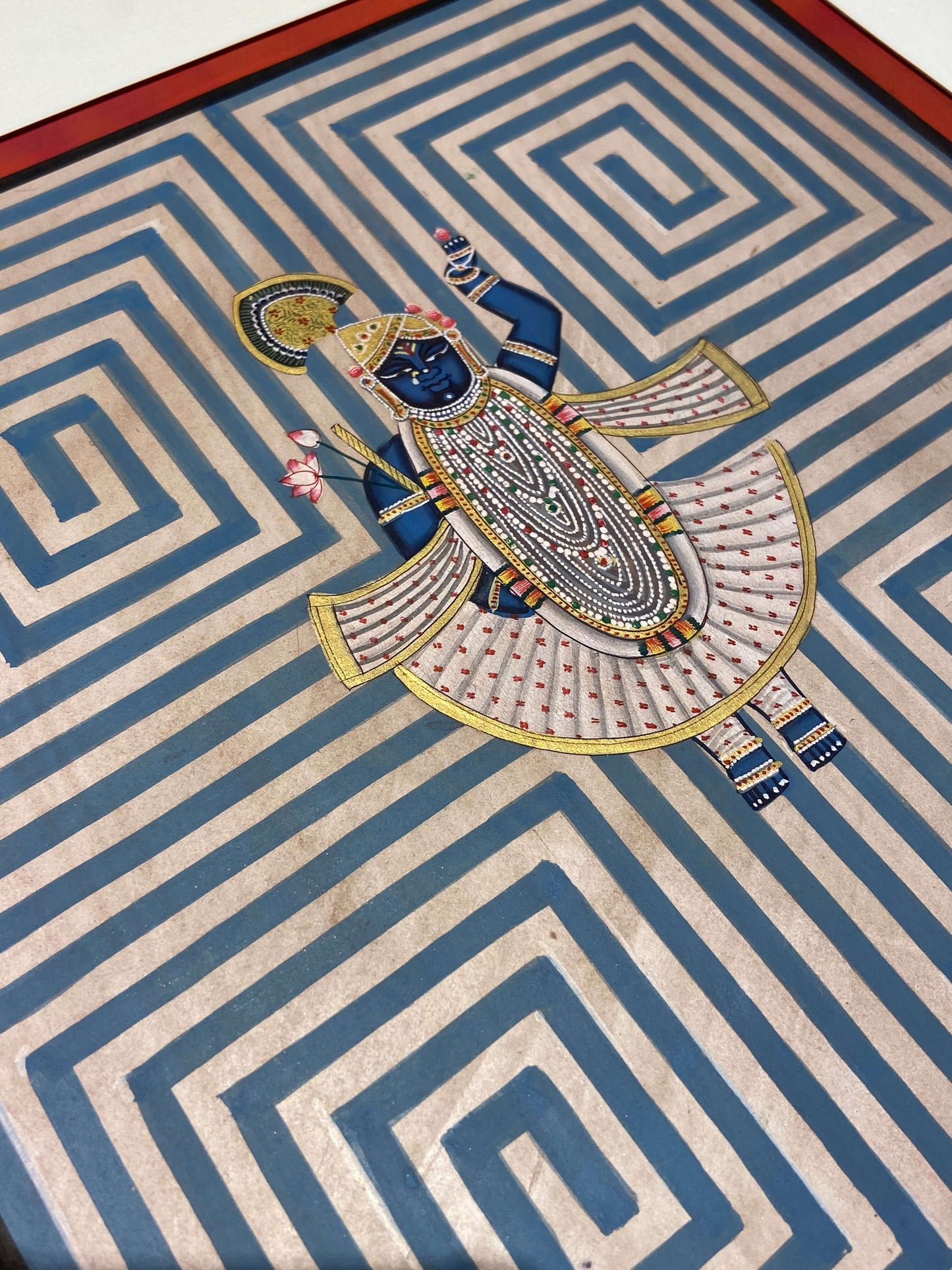Blue Contemporary Geometric Pichwai - Nakhrro