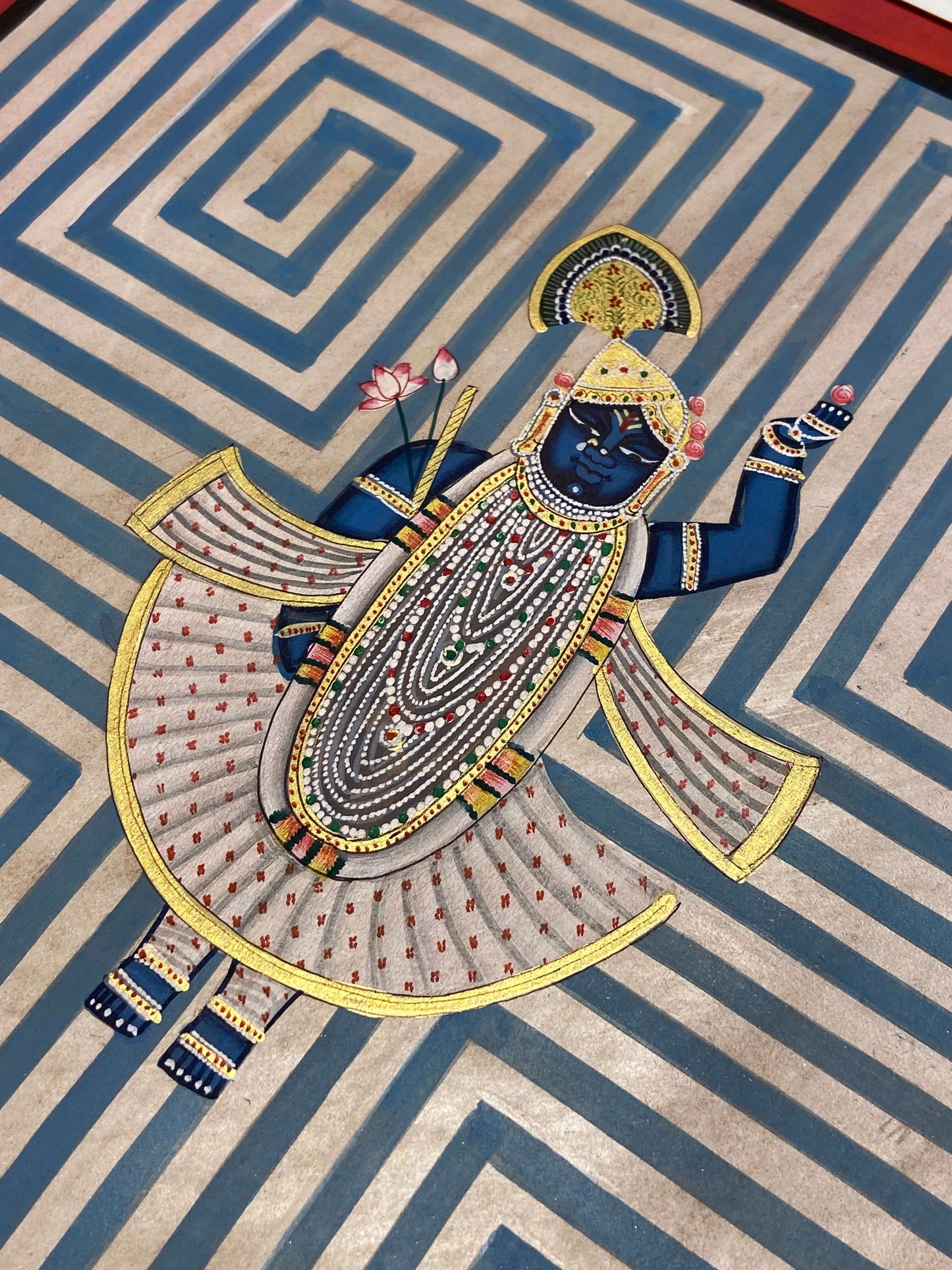 Blue Contemporary Geometric Pichwai - Nakhrro