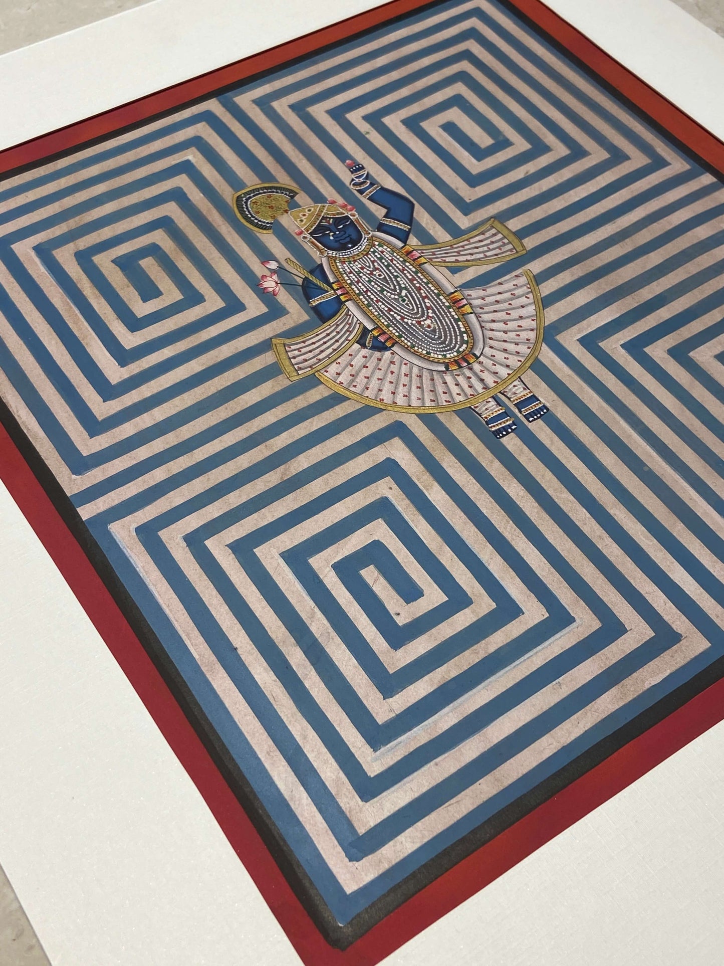 Blue Contemporary Geometric Pichwai - Nakhrro
