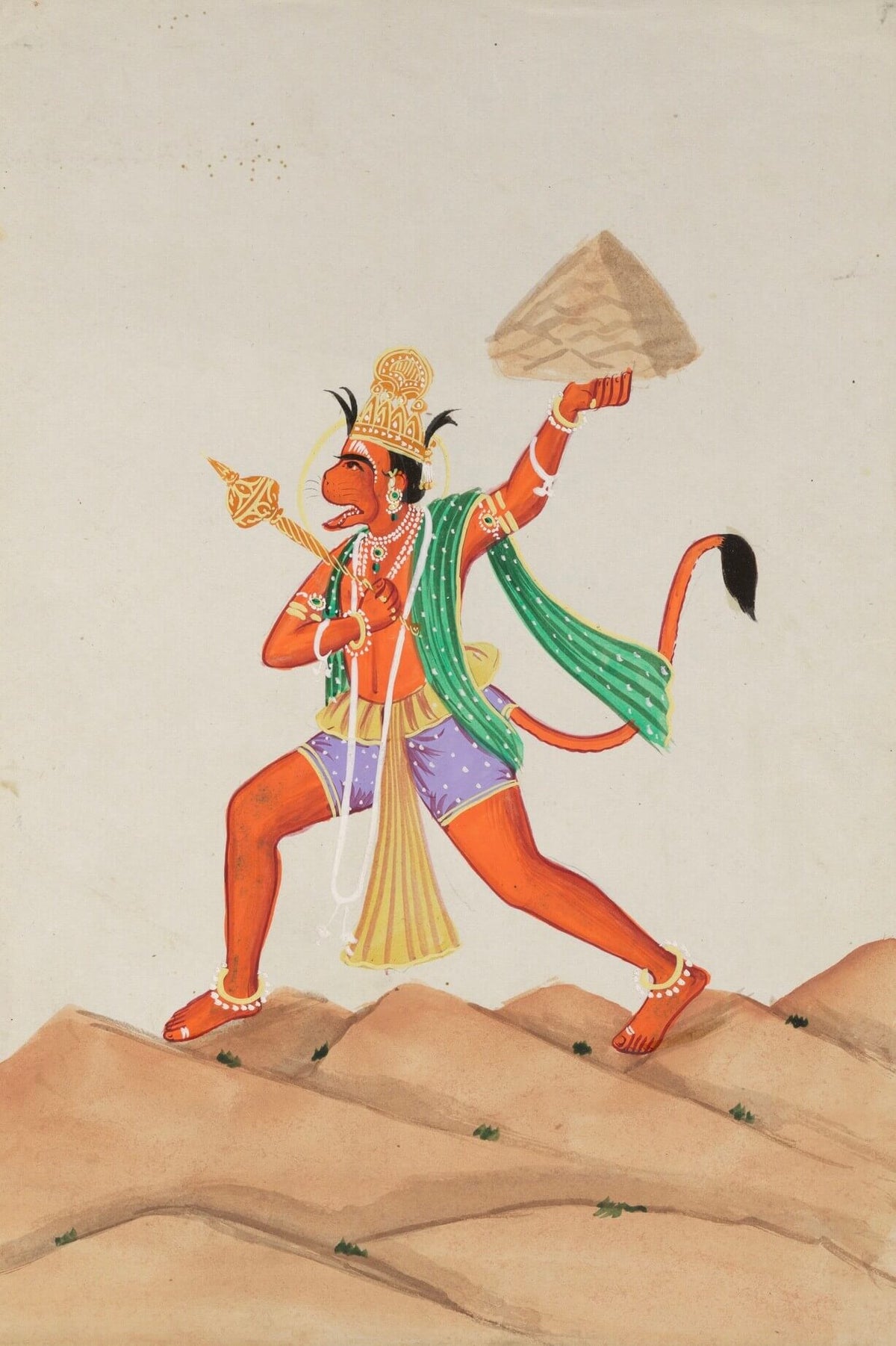 Hanuman Carrying Sanjeevani Parvat | Museum-Grade Indian Miniature Art Print - Nakhrro