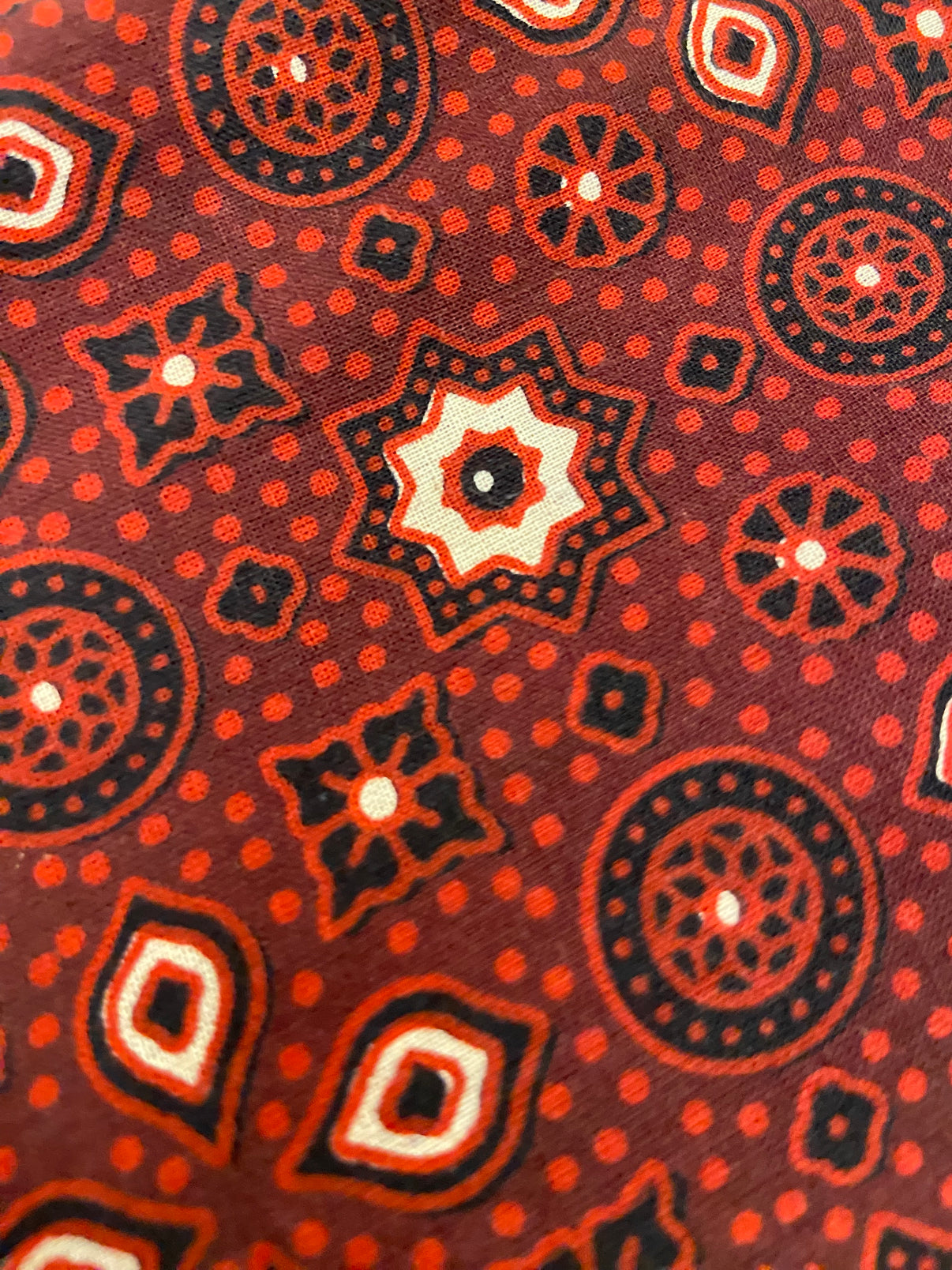 Maroon Ajrakh Hand Block Printed Mulmul Cotton Cloth - Nakhrro