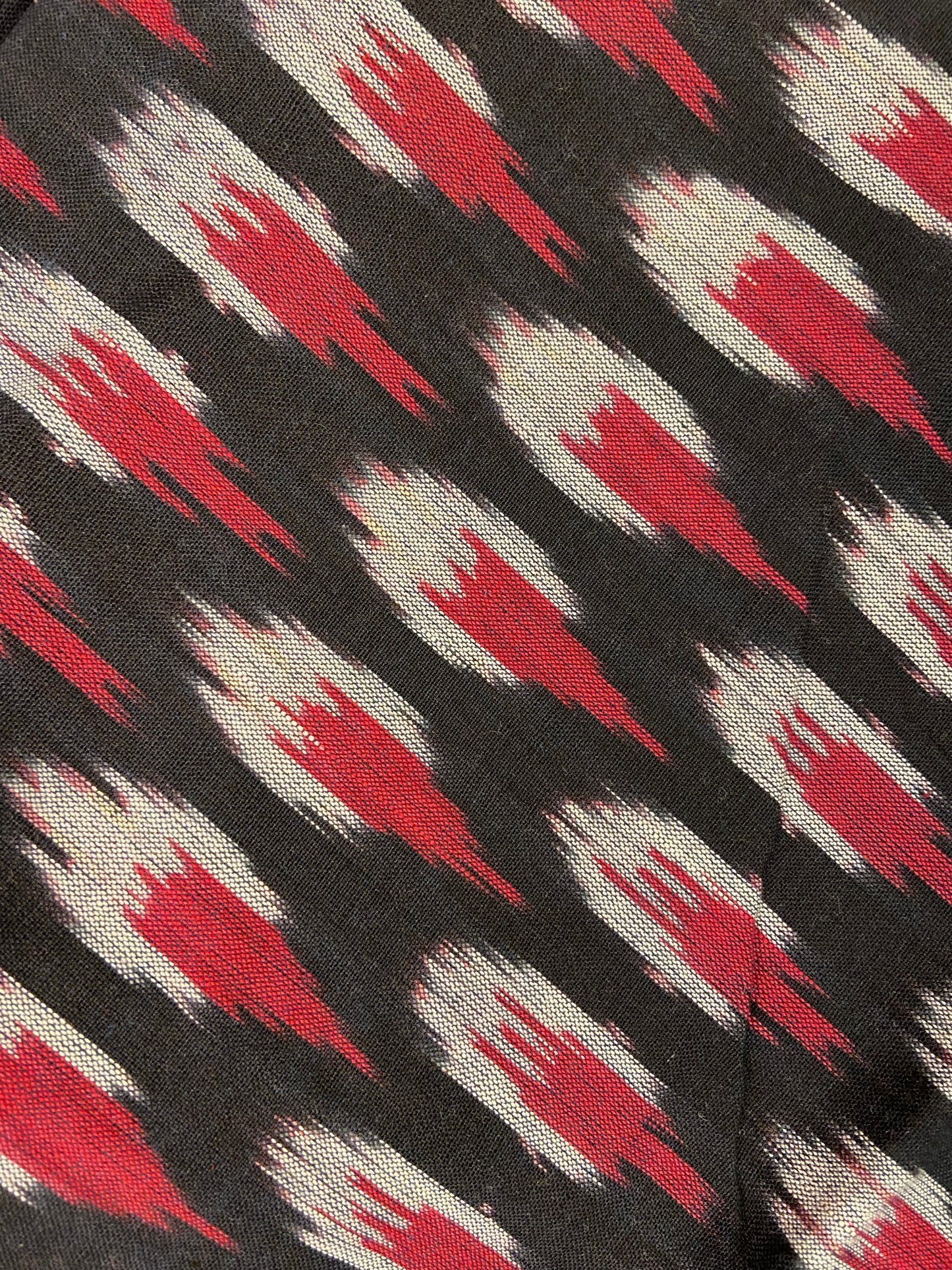Black Red Hand Weaved Pochampally Ikat Cotton Fabric - Nakhrro