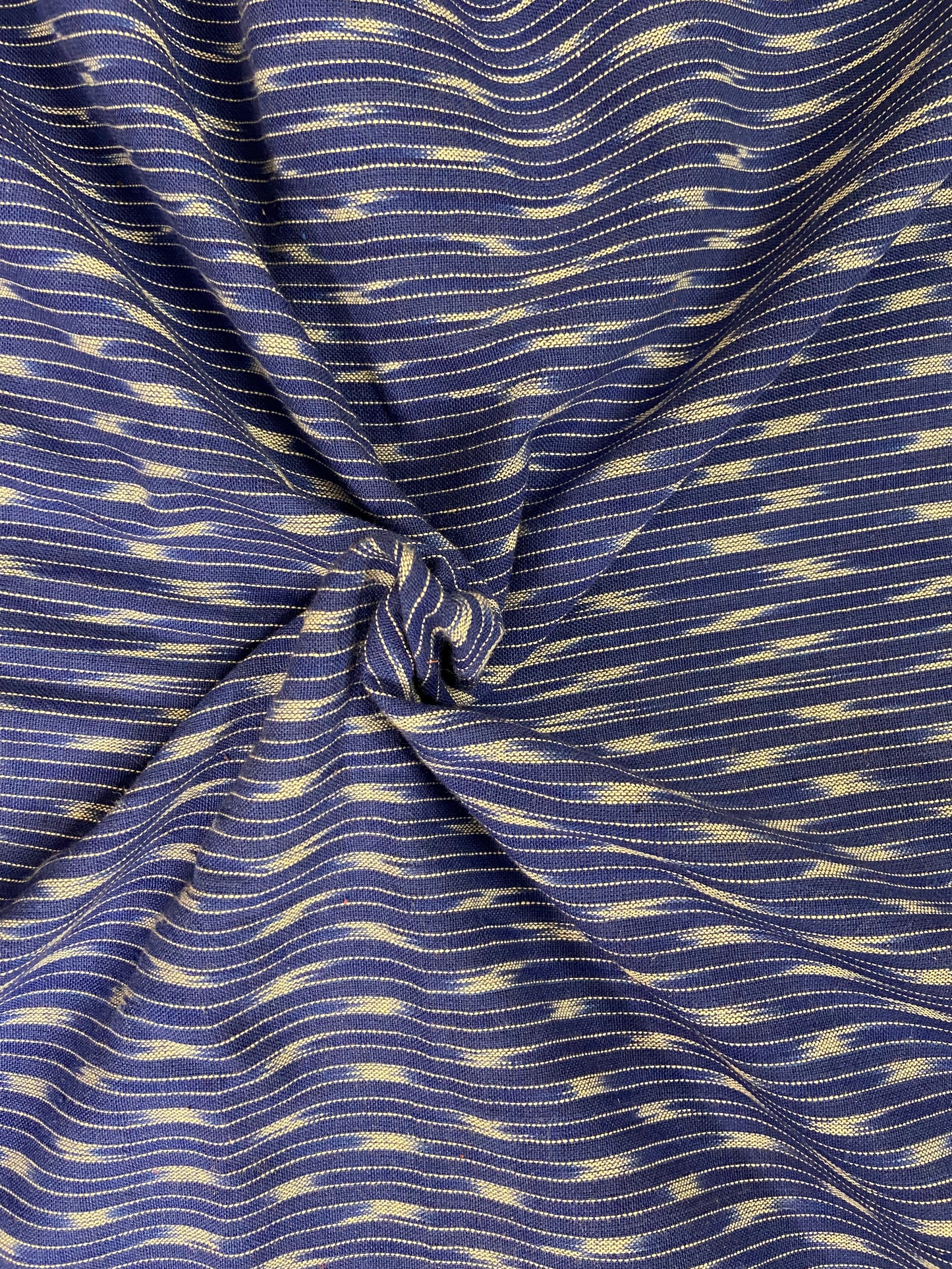 Blue White Hand Weaved Pochampally Ikat Cotton Fabric - Nakhrro