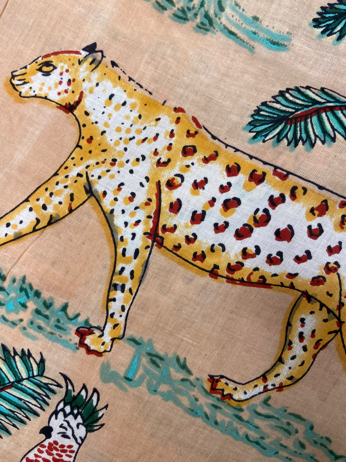 Beige Jungle Print Cotton Cloth - Nakhrro