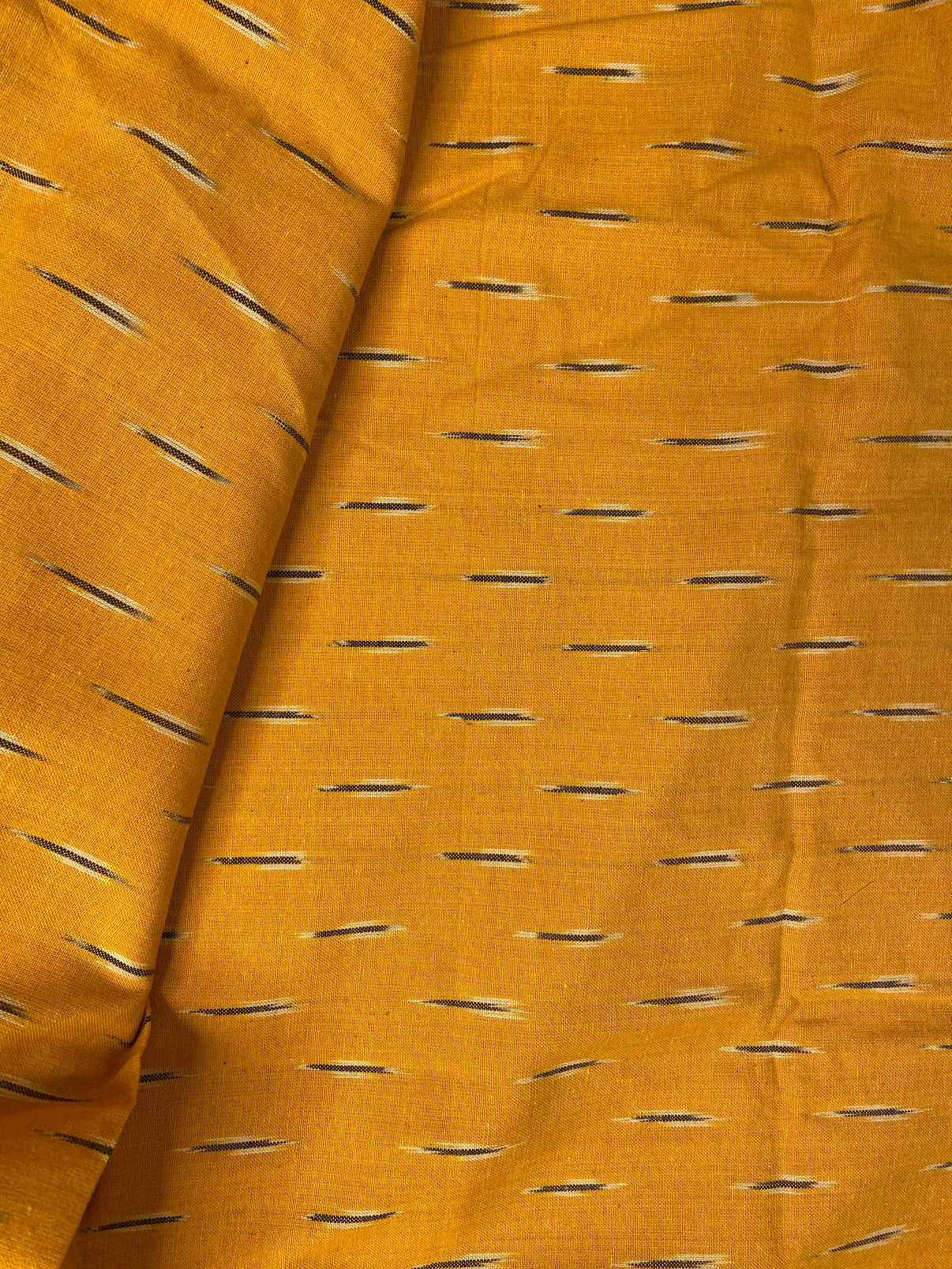 Mustard Yellow Hand Weaved Pochampally Ikat Cotton Fabric - Nakhrro