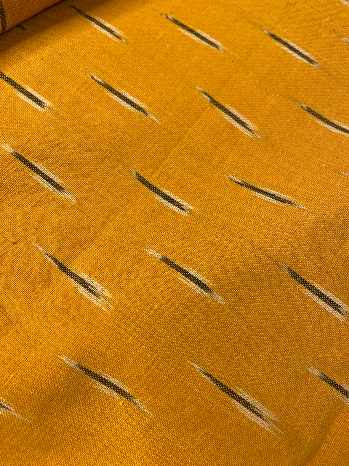 Mustard Yellow Hand Weaved Pochampally Ikat Cotton Fabric - Nakhrro