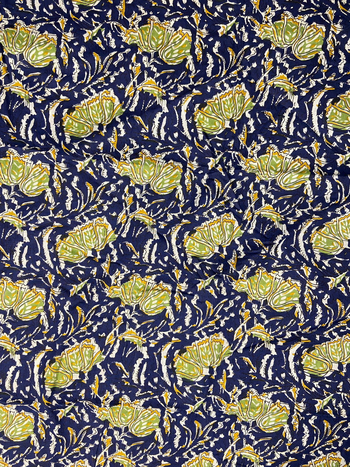 Blue Green Floral Print Cotton Cloth - Nakhrro