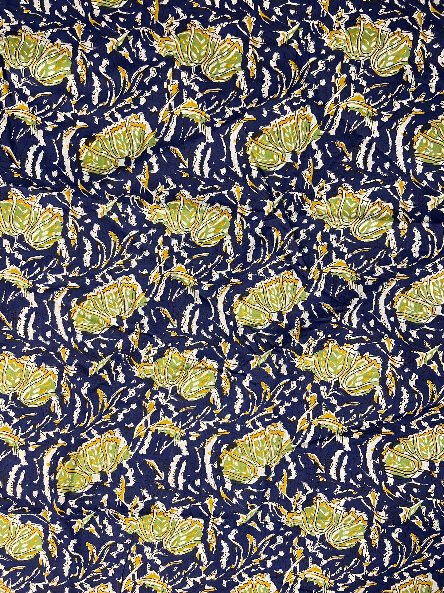 Blue Green Floral Print Cotton Cloth - Nakhrro