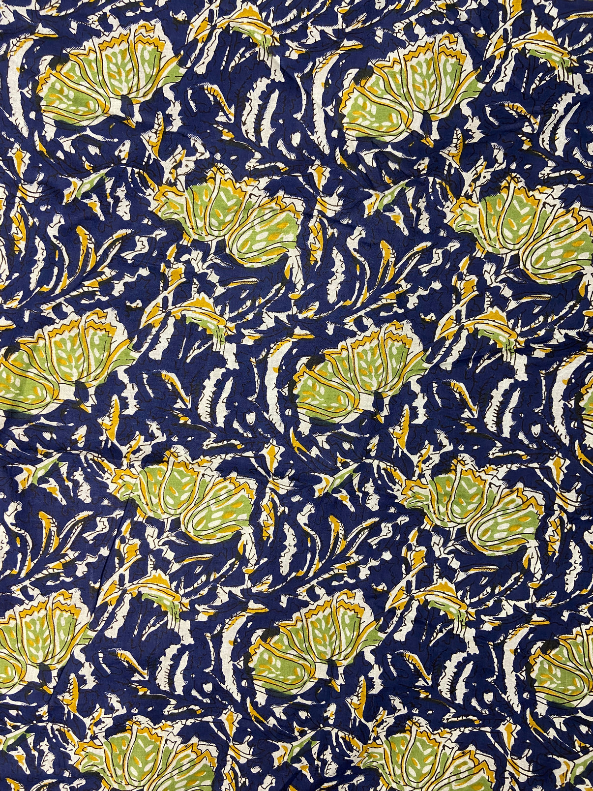 Blue Green Floral Print Cotton Cloth - Nakhrro