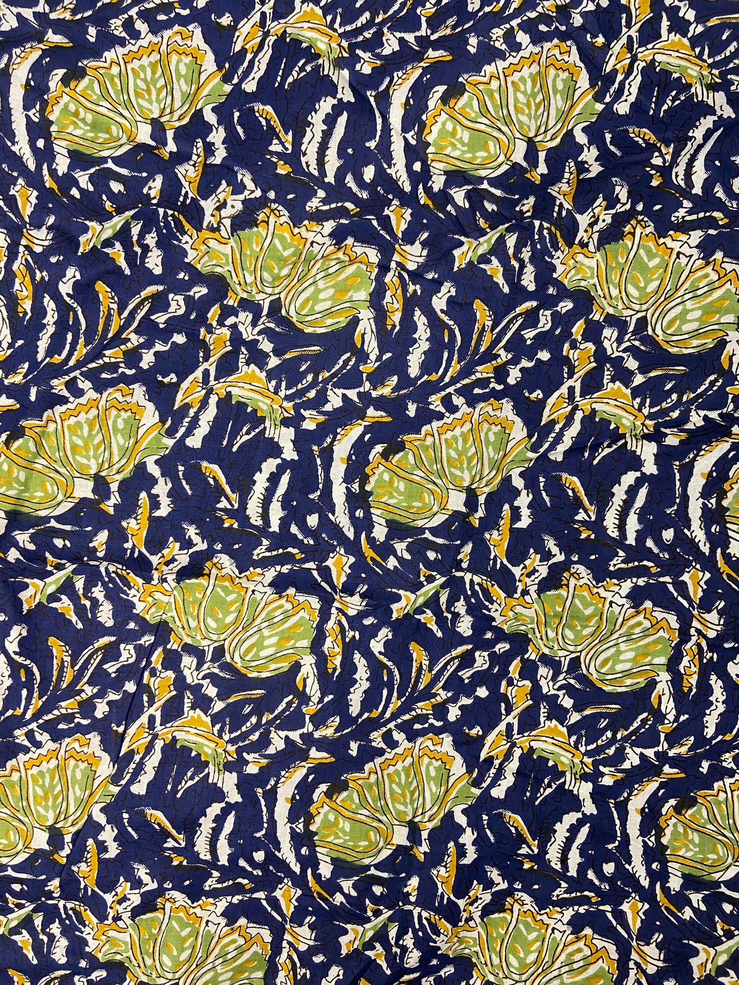 Blue Green Floral Print Cotton Cloth - Nakhrro