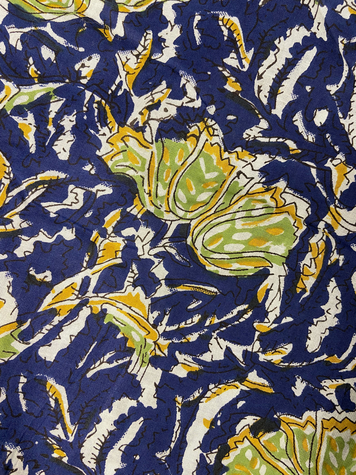 Blue Green Floral Print Cotton Cloth - Nakhrro