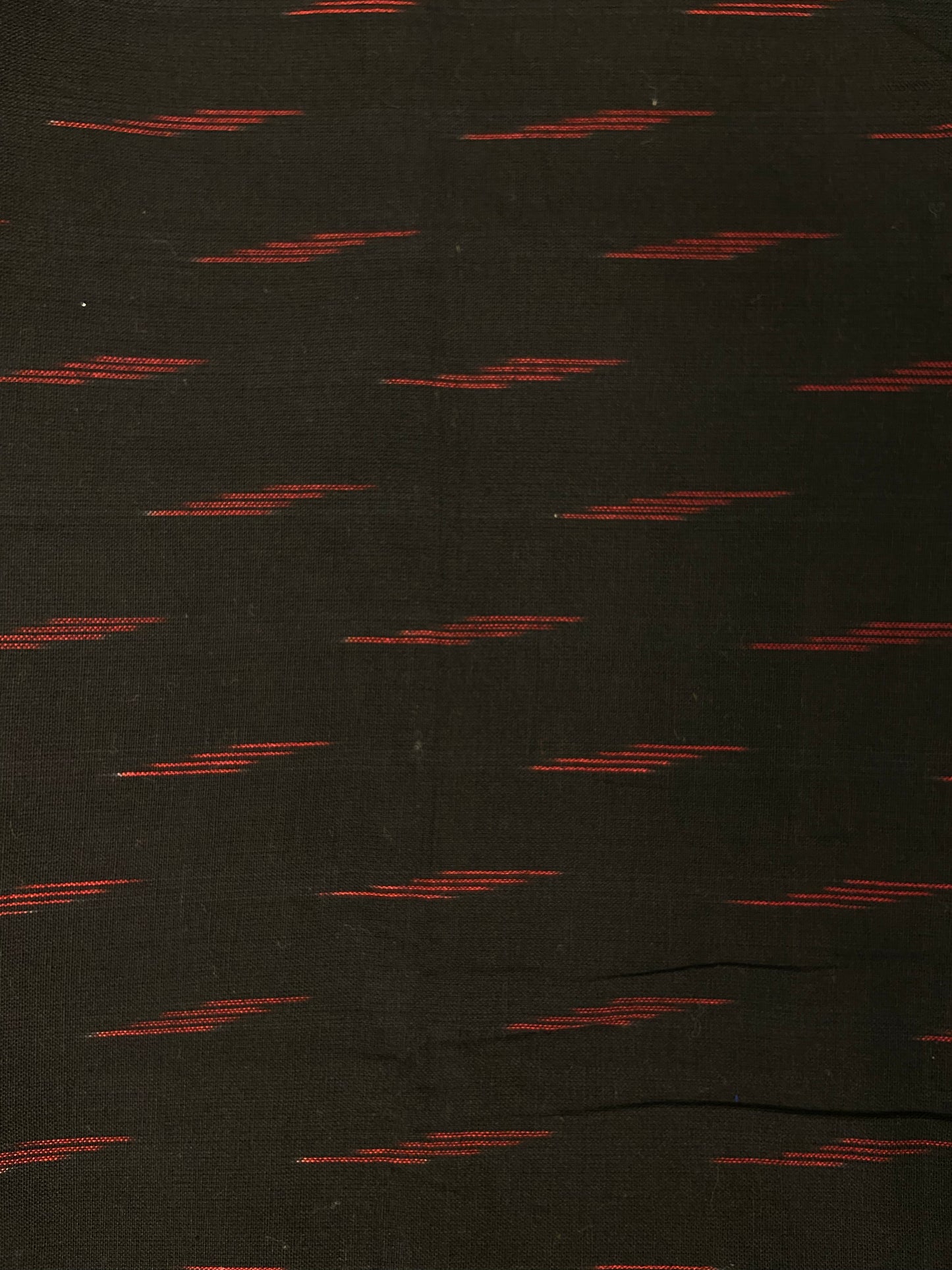 Black Red Motif Hand Weaved Pochampally Ikat Cotton Fabric - Nakhrro