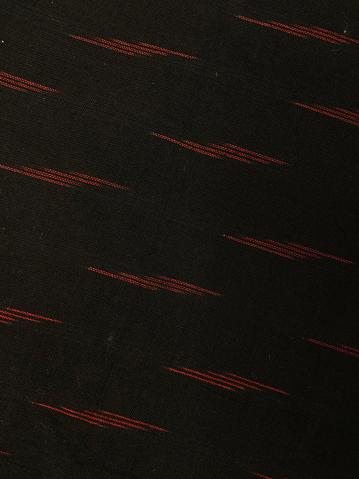 Black Red Motif Hand Weaved Pochampally Ikat Cotton Fabric - Nakhrro
