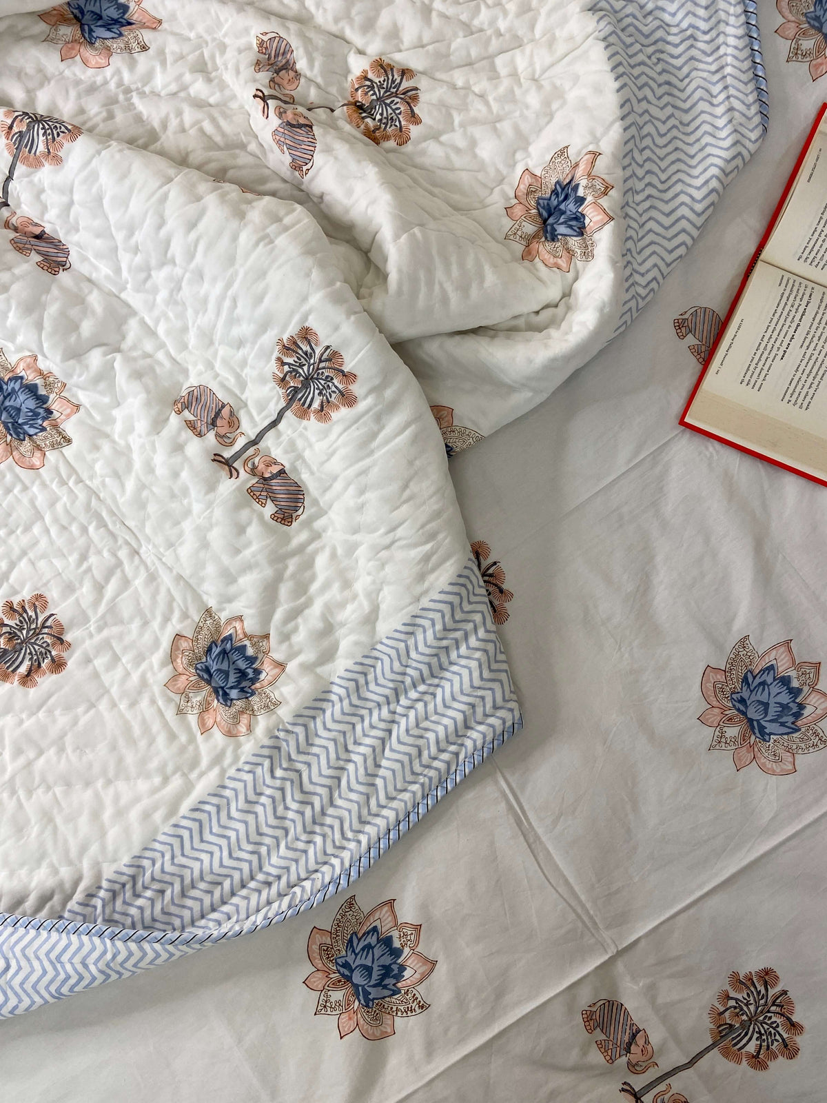 Gaj Pastel Shades Organic Mul Cotton Single Bed Quilt - Nakhrro