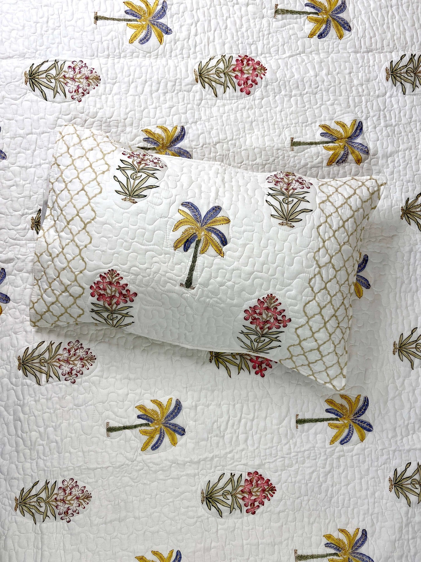 Banana Palm Floral Quilted Bedcover - Nakhrro