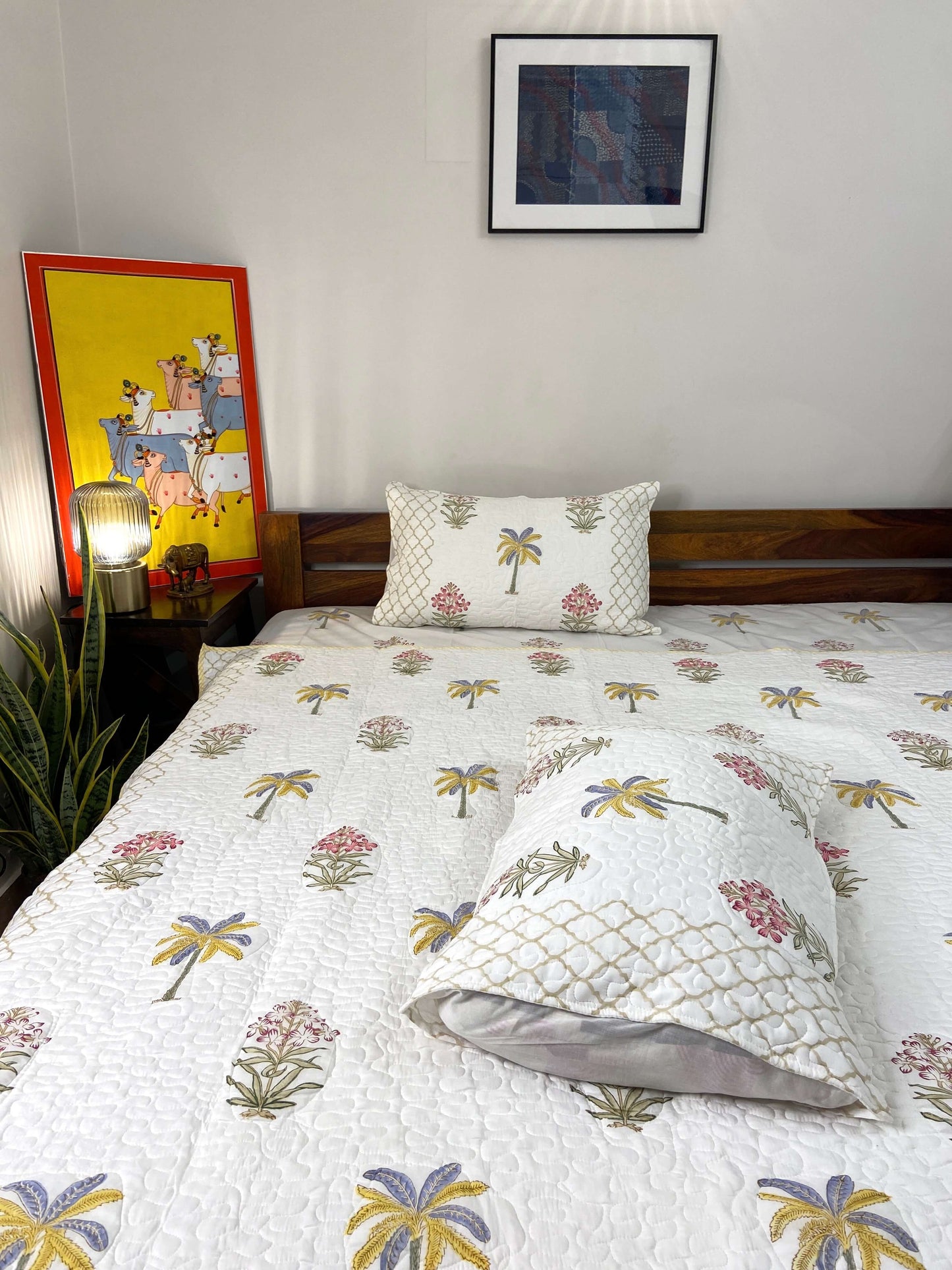 Banana Palm Floral Quilted Bedcover - Nakhrro