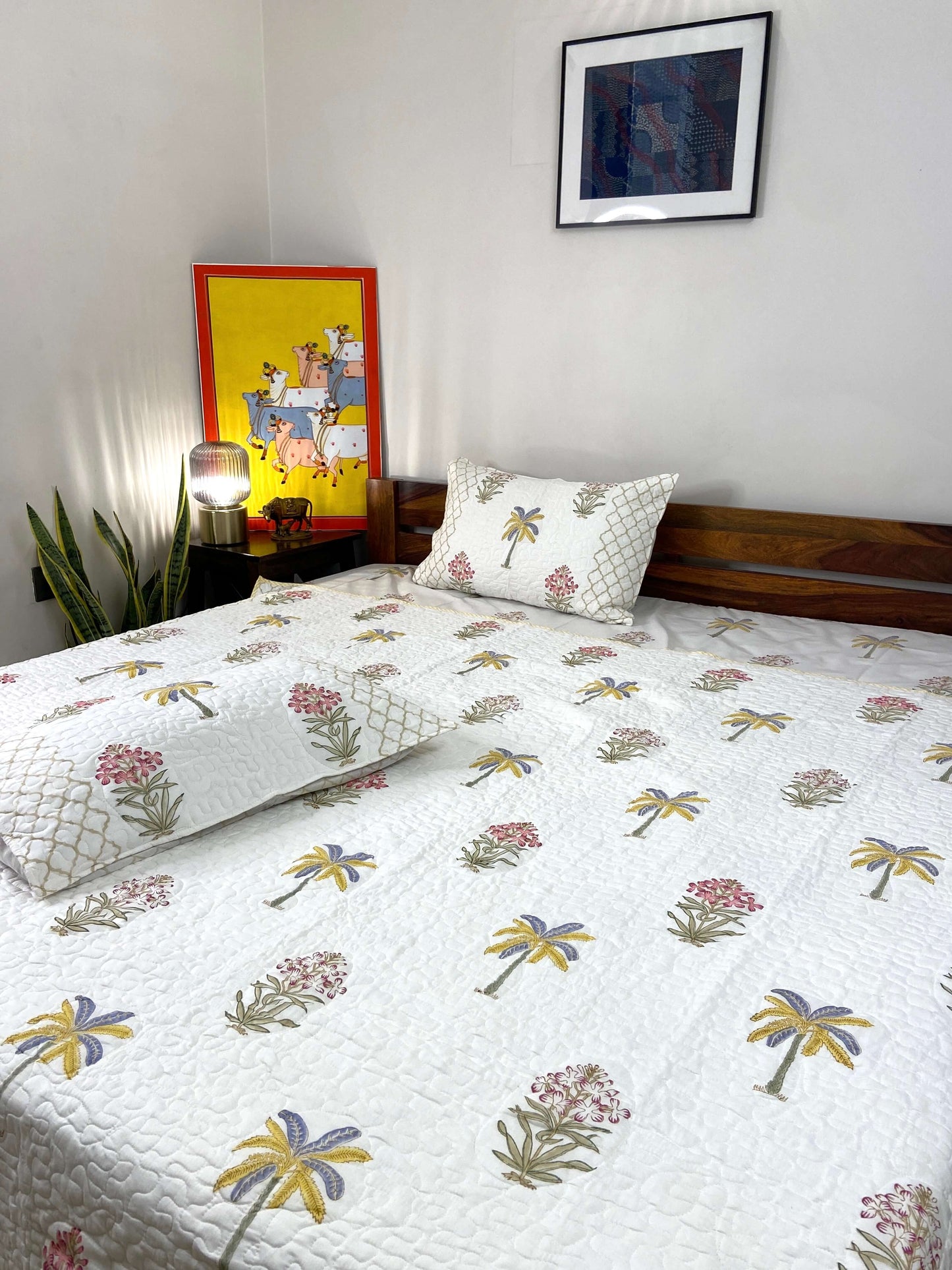 Banana Palm Floral Quilted Bedcover - Nakhrro