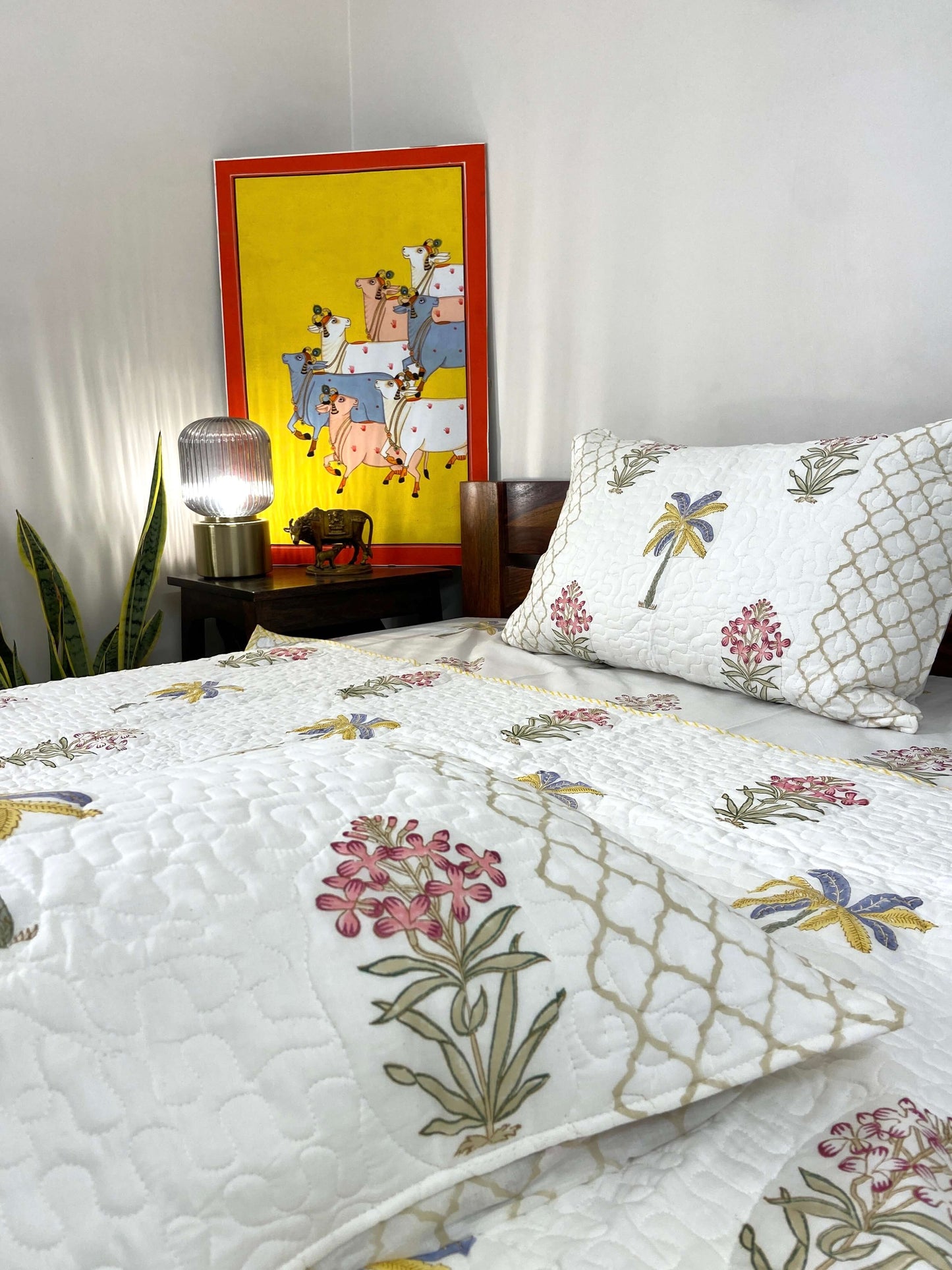 Banana Palm Floral Quilted Bedcover - Nakhrro