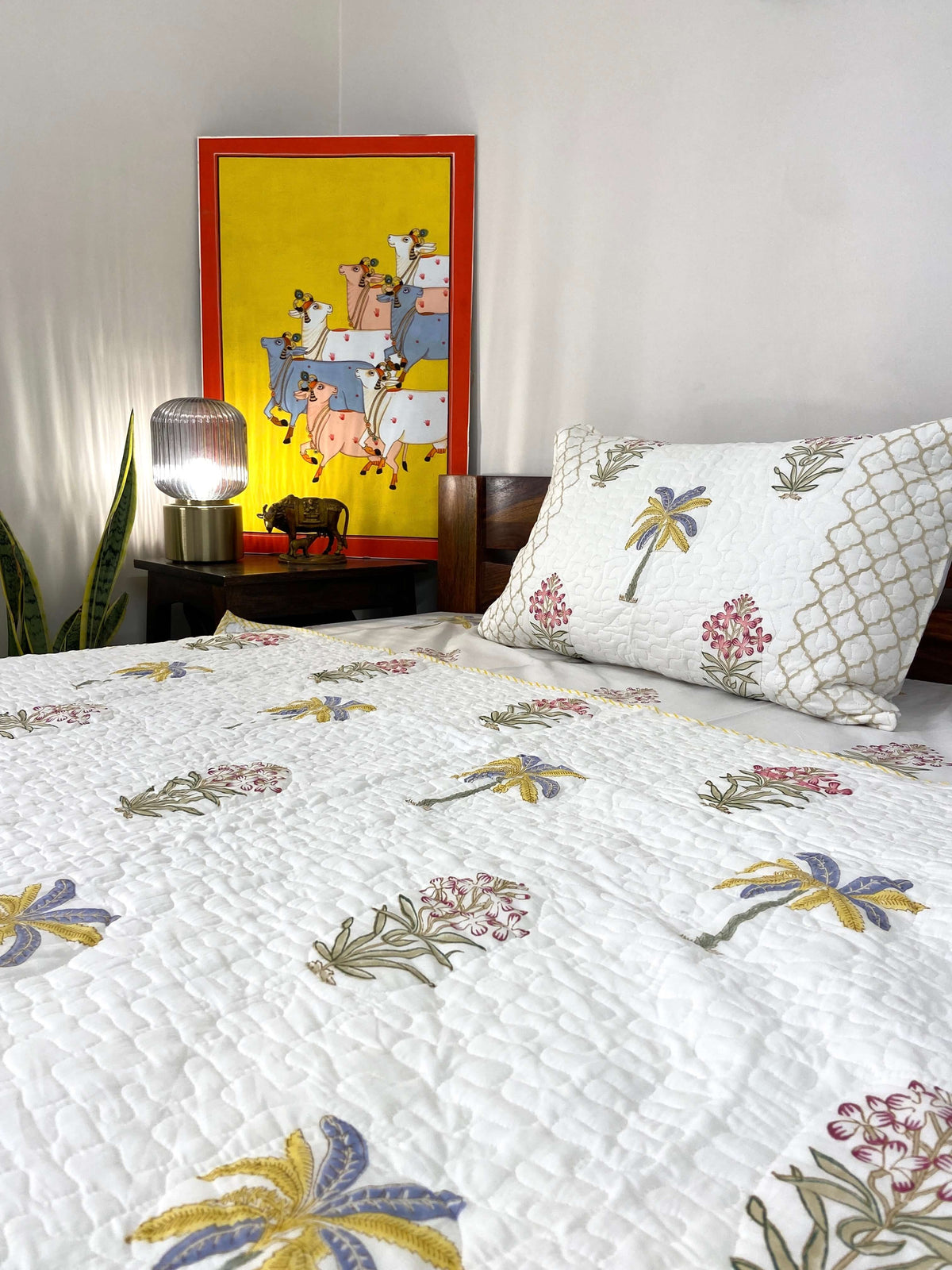 Banana Palm Floral Quilted Bedcover - Nakhrro