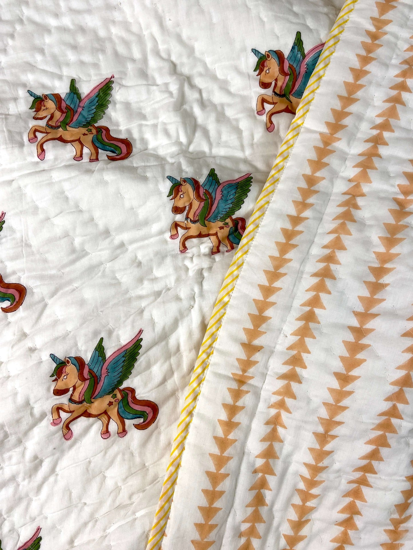 Unicorn Hand Block Baby Quilt - Nakhrro