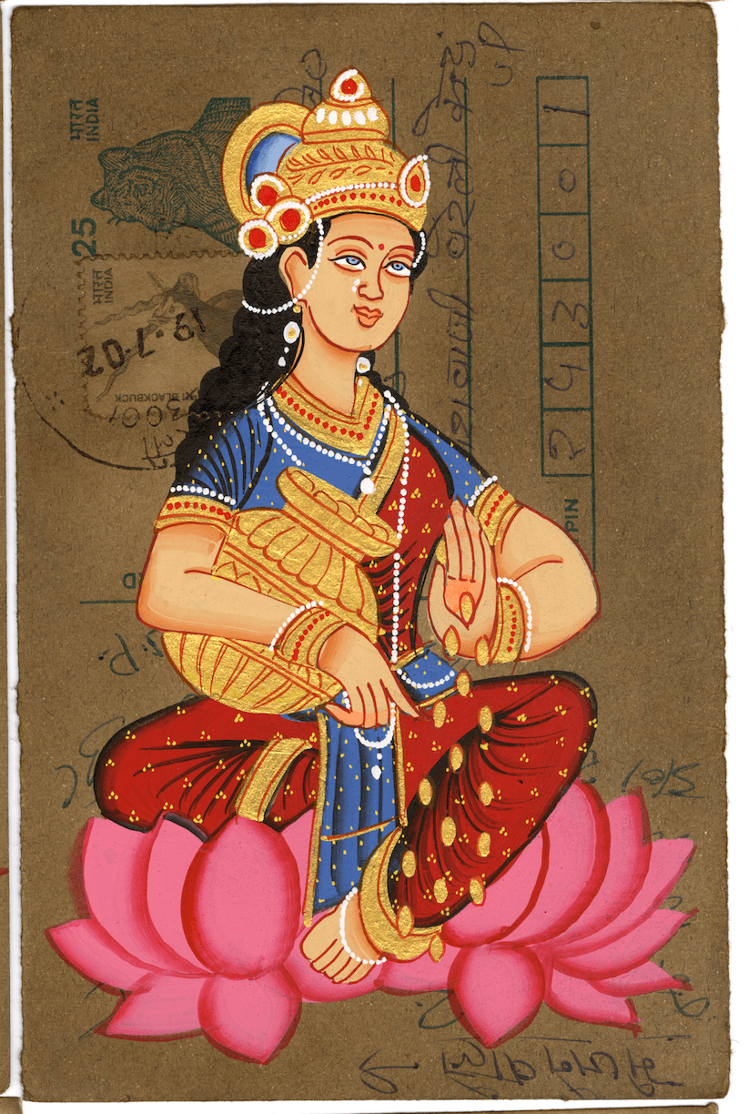 MahaLaxmi Gold Coin Blessing Postcard - Nakhrro