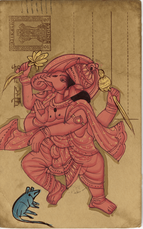 Dancing Magenta Ganesha Postcard - Nakhrro