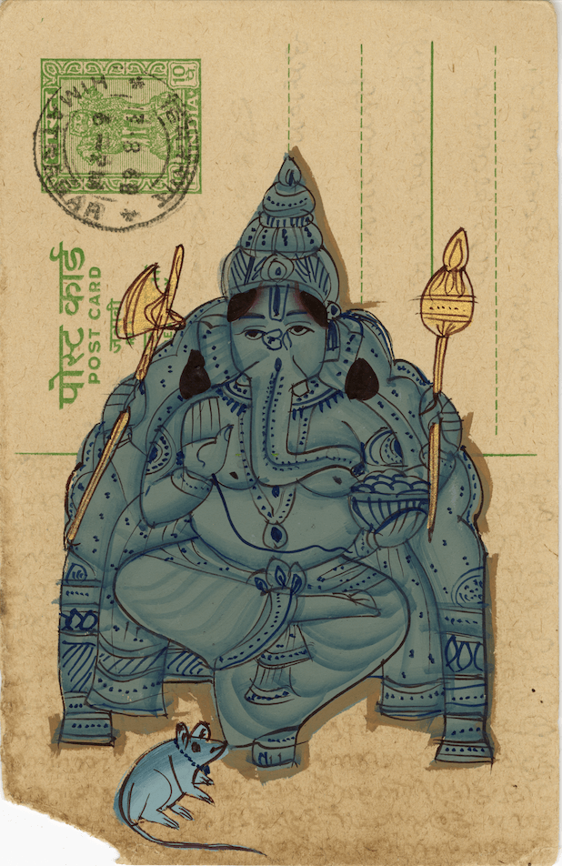 Blue Sitting Ganesha Postcard - Nakhrro