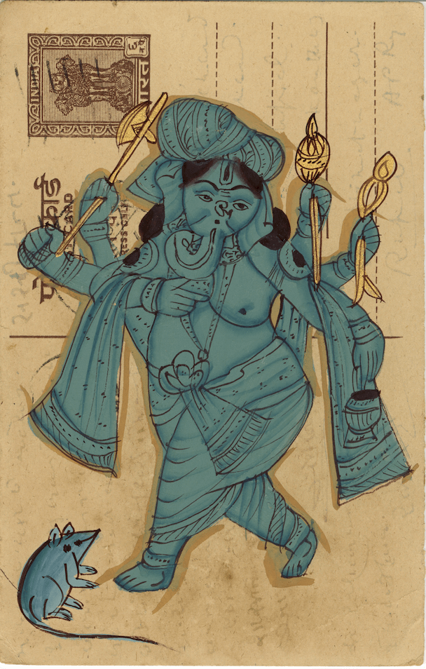 Blue Standing Ganesha Postcard - Nakhrro