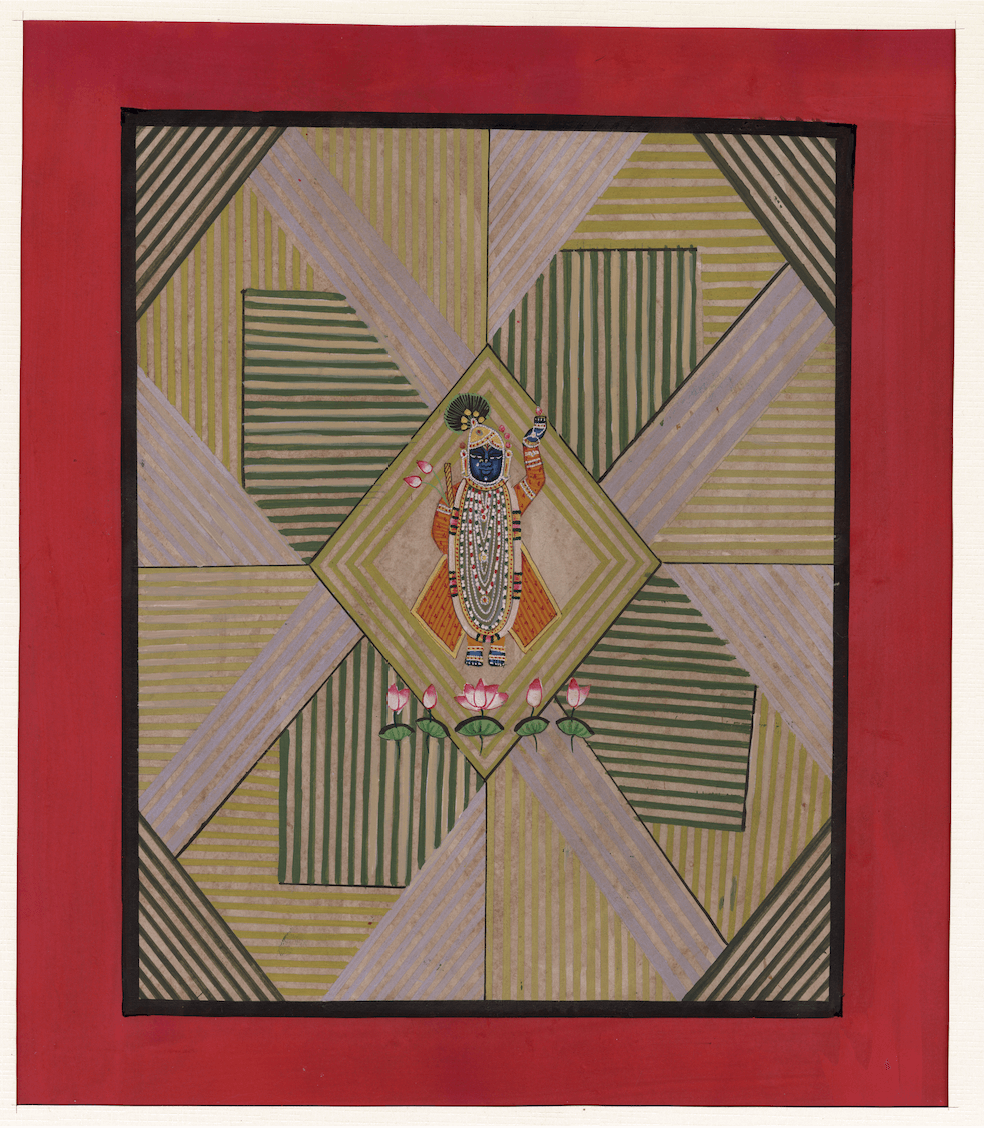 Shrinathji in Green Angular Geometry — artwork reference for hand-painted original