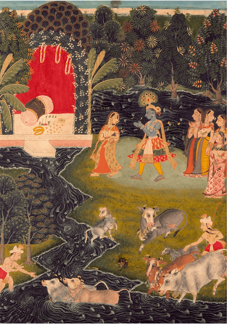 Krishna Leading the Gopis & Cows
