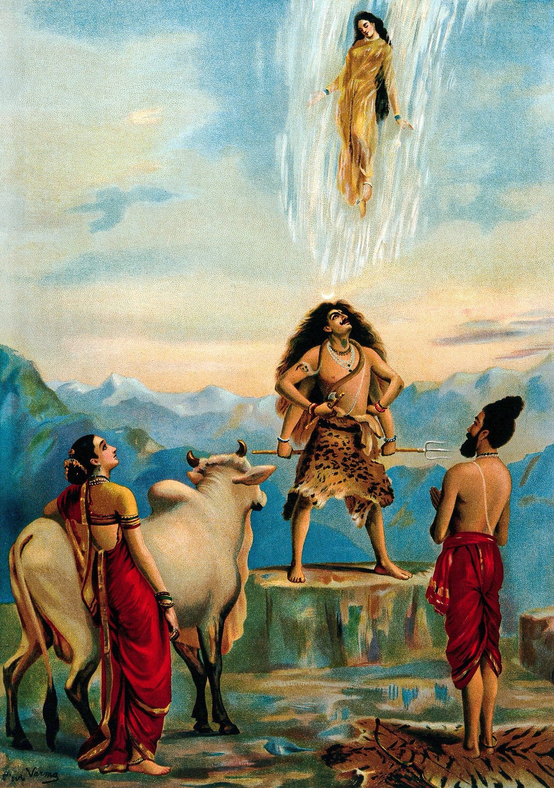 Gangavataran, The Descent of Ganga by Raja Ravi Varma, 1890